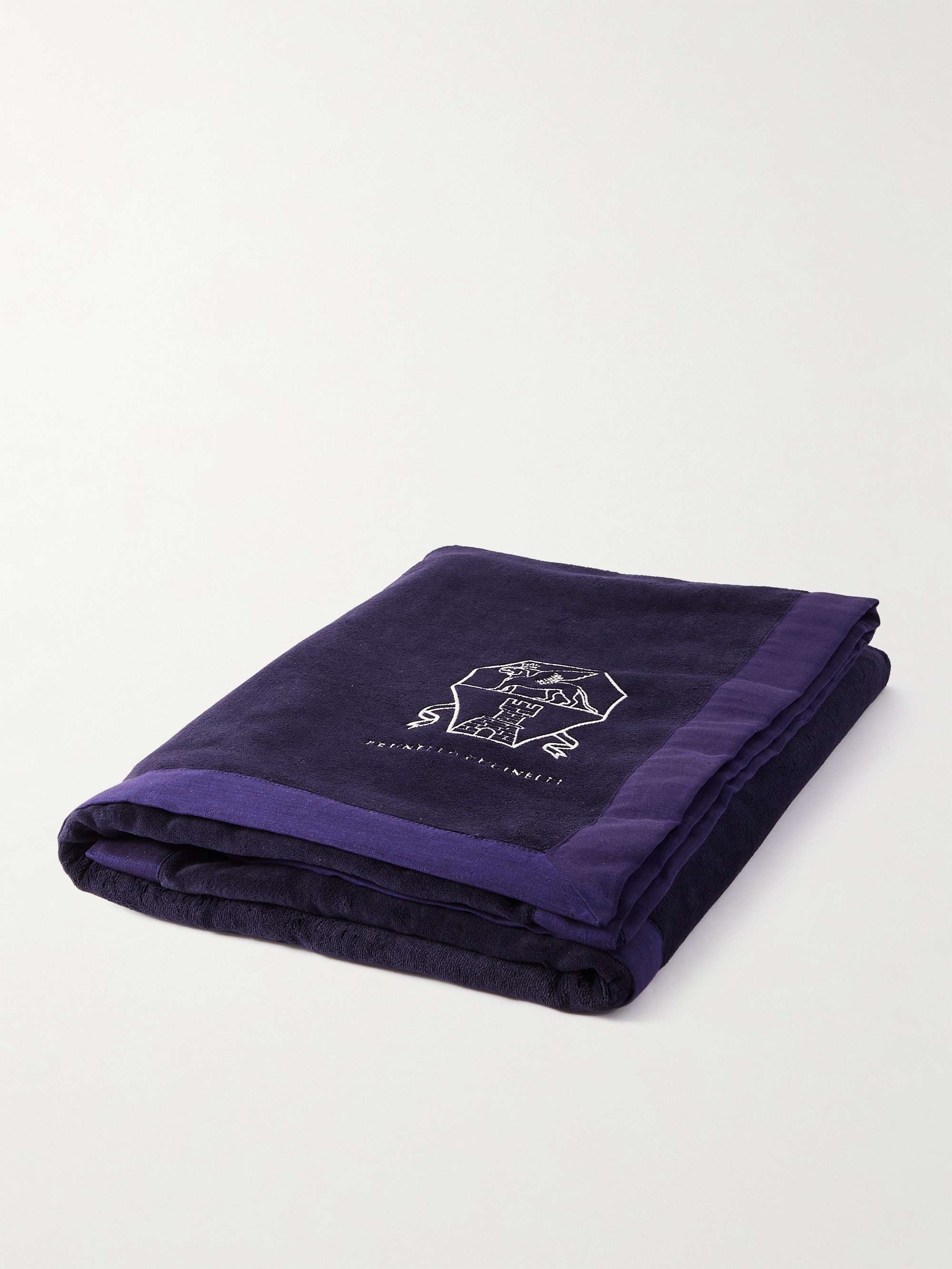 BRUNELLO CUCINELLI Logo-Print Cotton-Terry Beach Towel