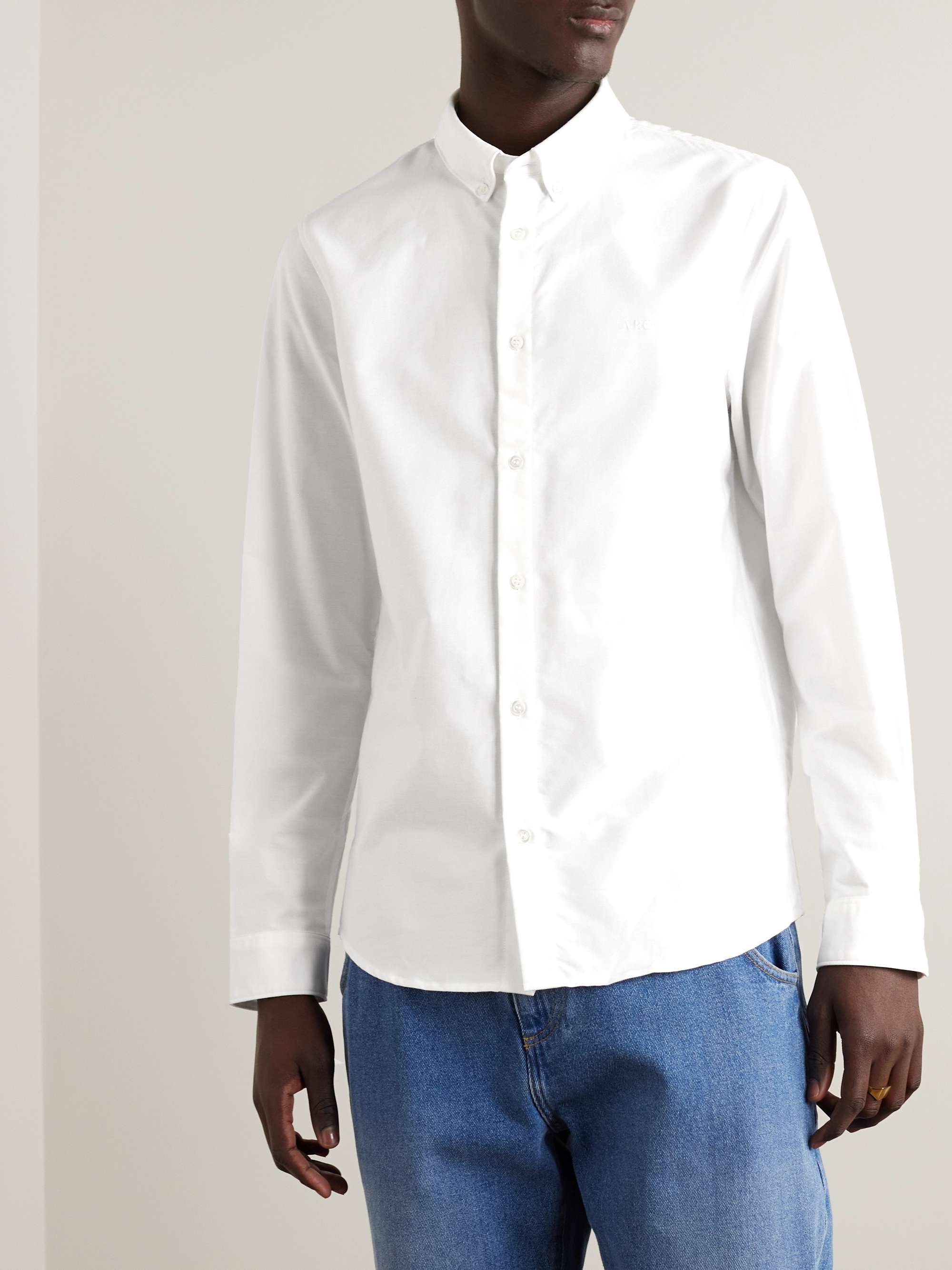 A.P.C. Greg Logo-Embroidered Button-Down Collar Cotton Oxford Shirt