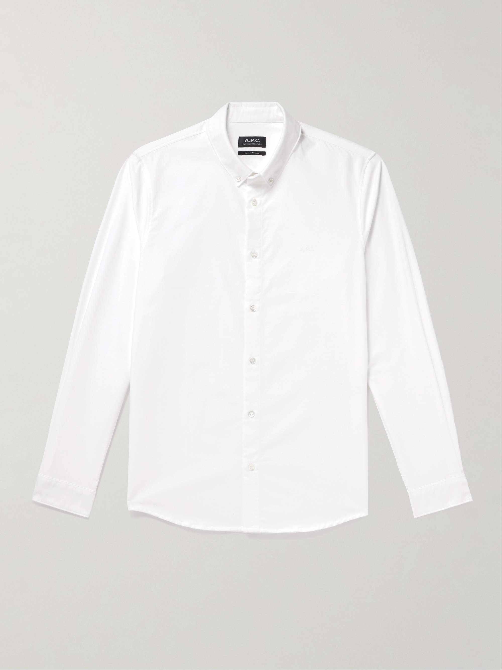 A.P.C. Greg Button-Down Collar Logo-Embroidered Cotton Oxford Shirt for ...