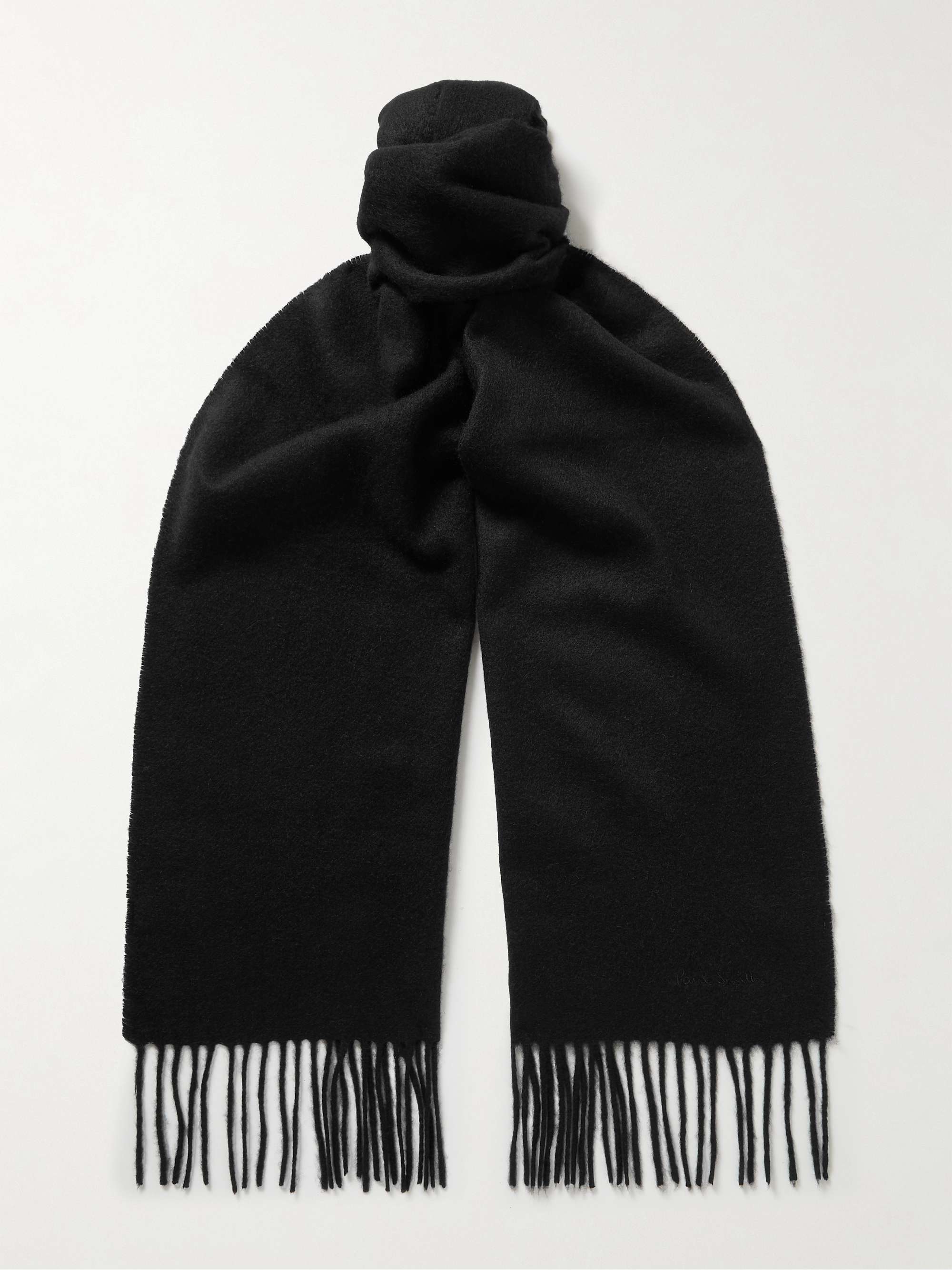 PAUL SMITH Fringed cashmere scarf,Black