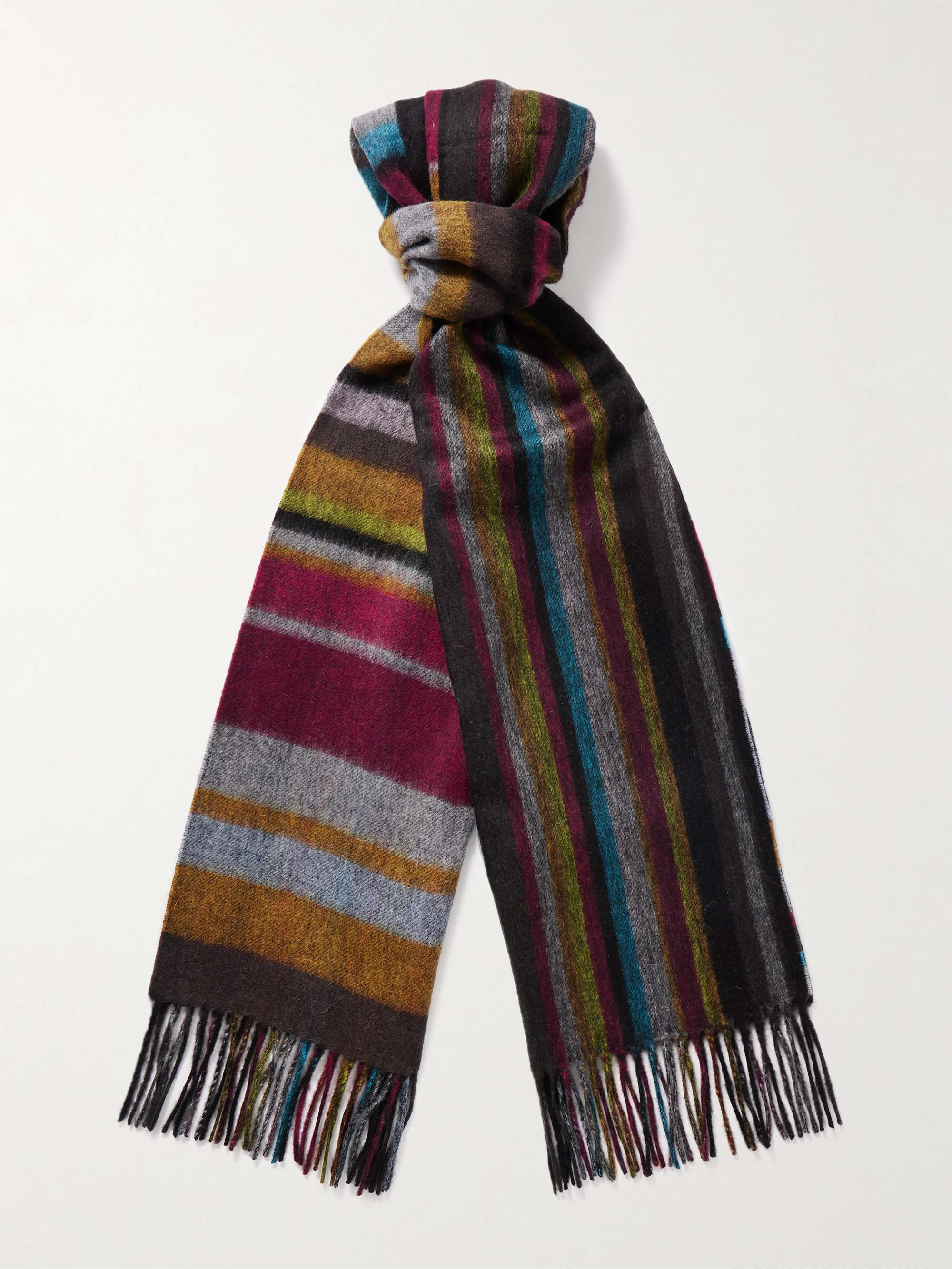 Mens Textured Stripe Cashmere Scarf