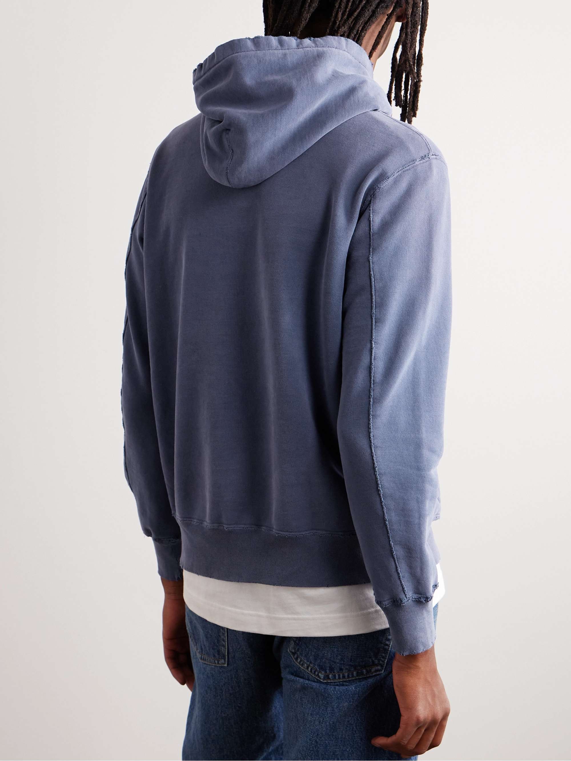 REMI RELIEF Distressed Cotton-Jersey Hoodie