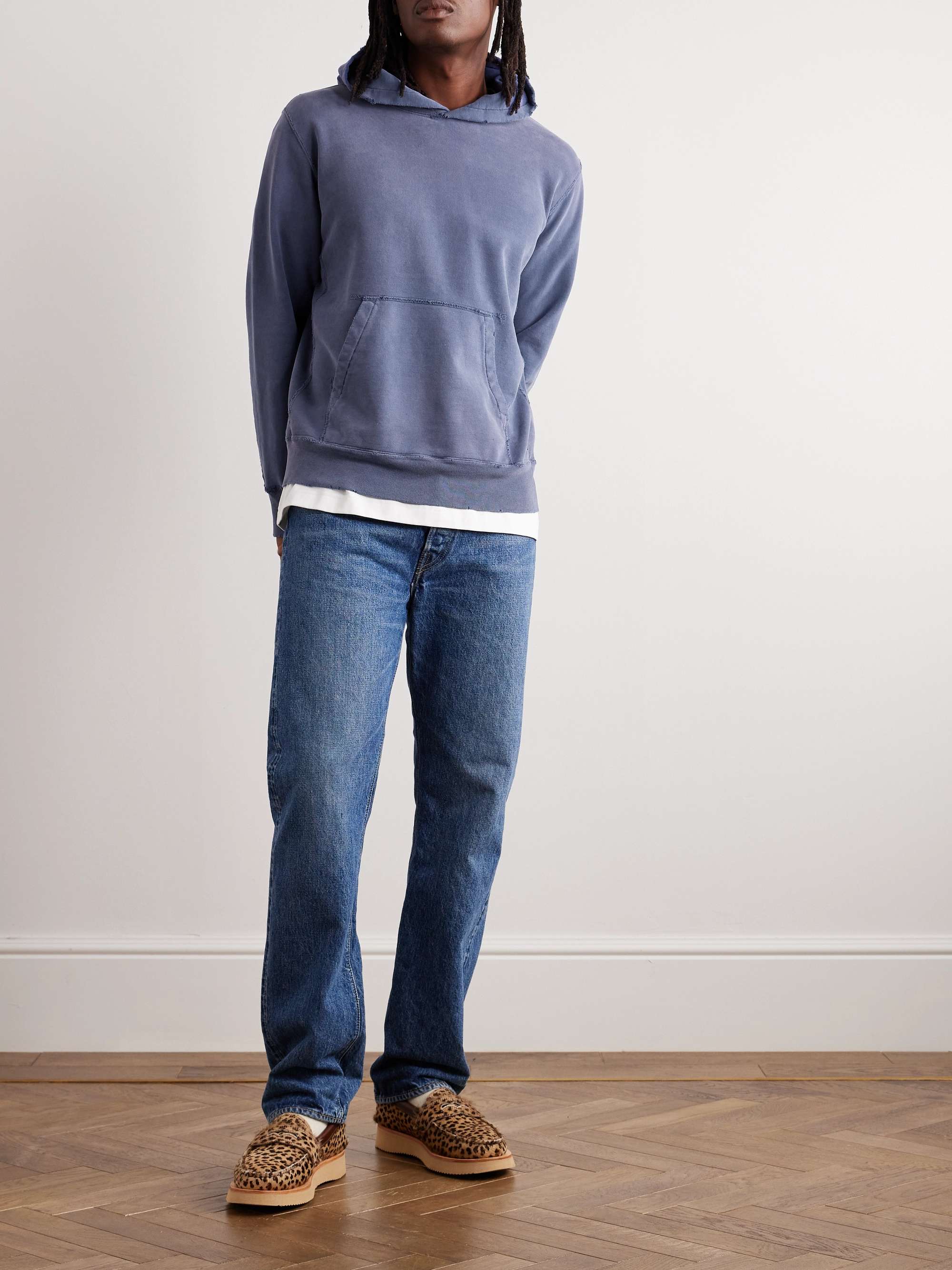 REMI RELIEF Distressed Cotton-Jersey Hoodie