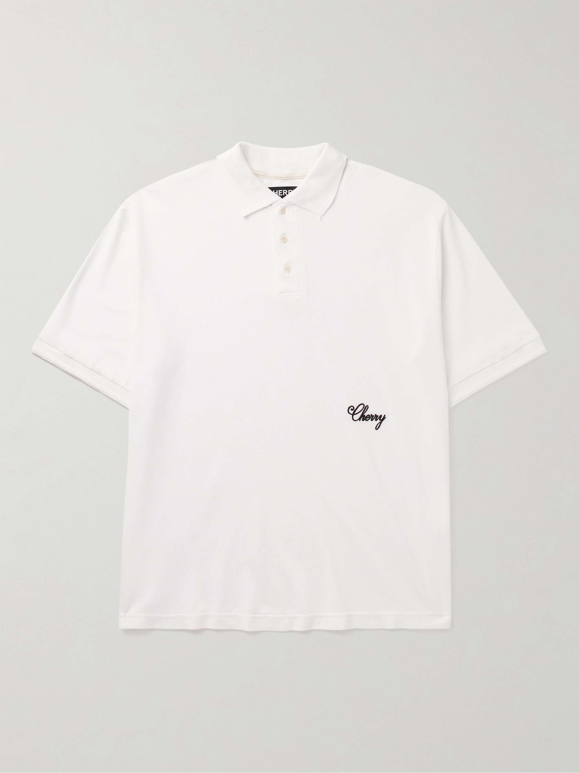 CHERRY LOS ANGELES Logo-Embroidered Washed Cotton-Piqué Polo Shirt for ...