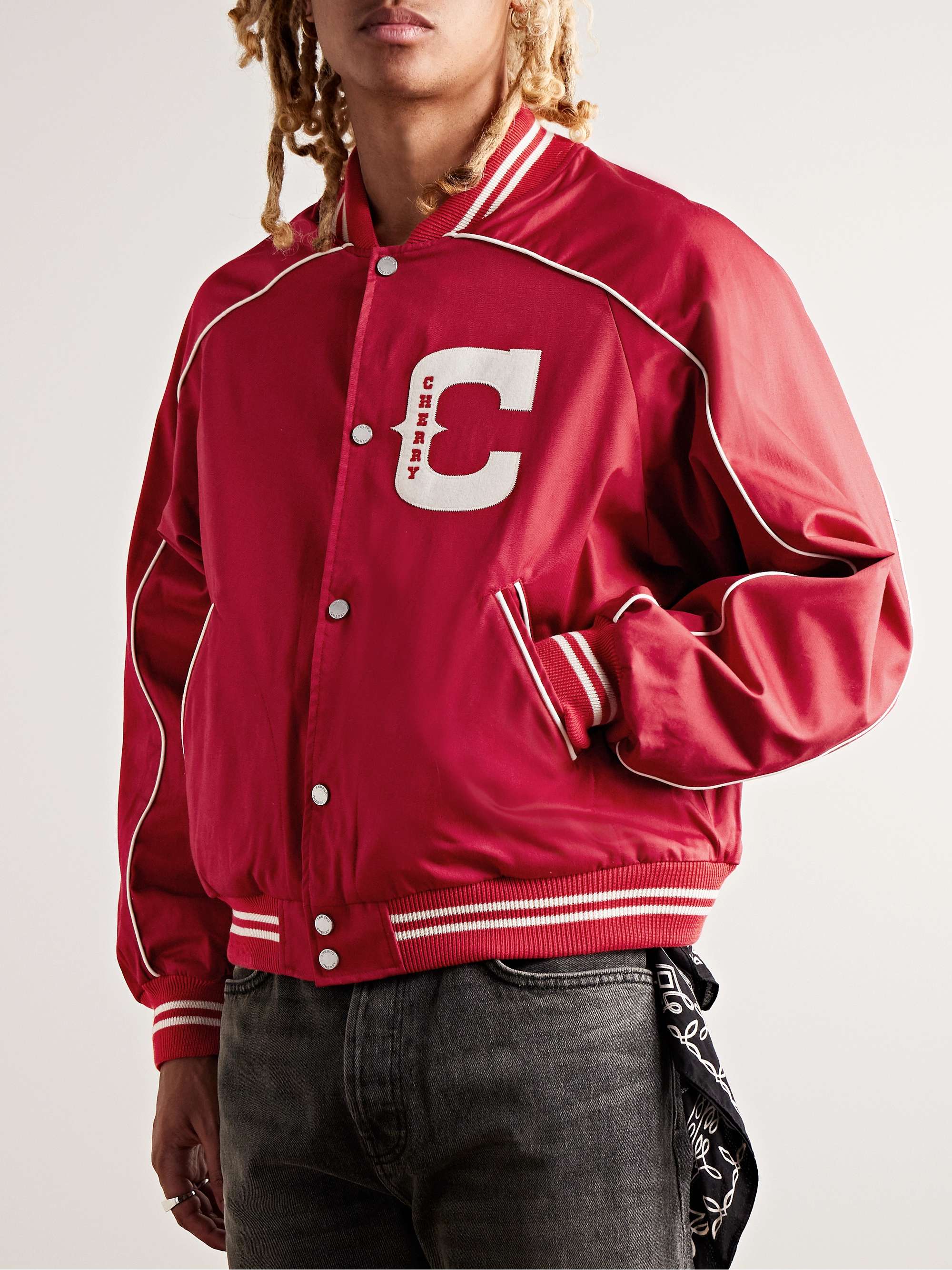 Baseball Varsity Jacket Red and White Cotton Twill