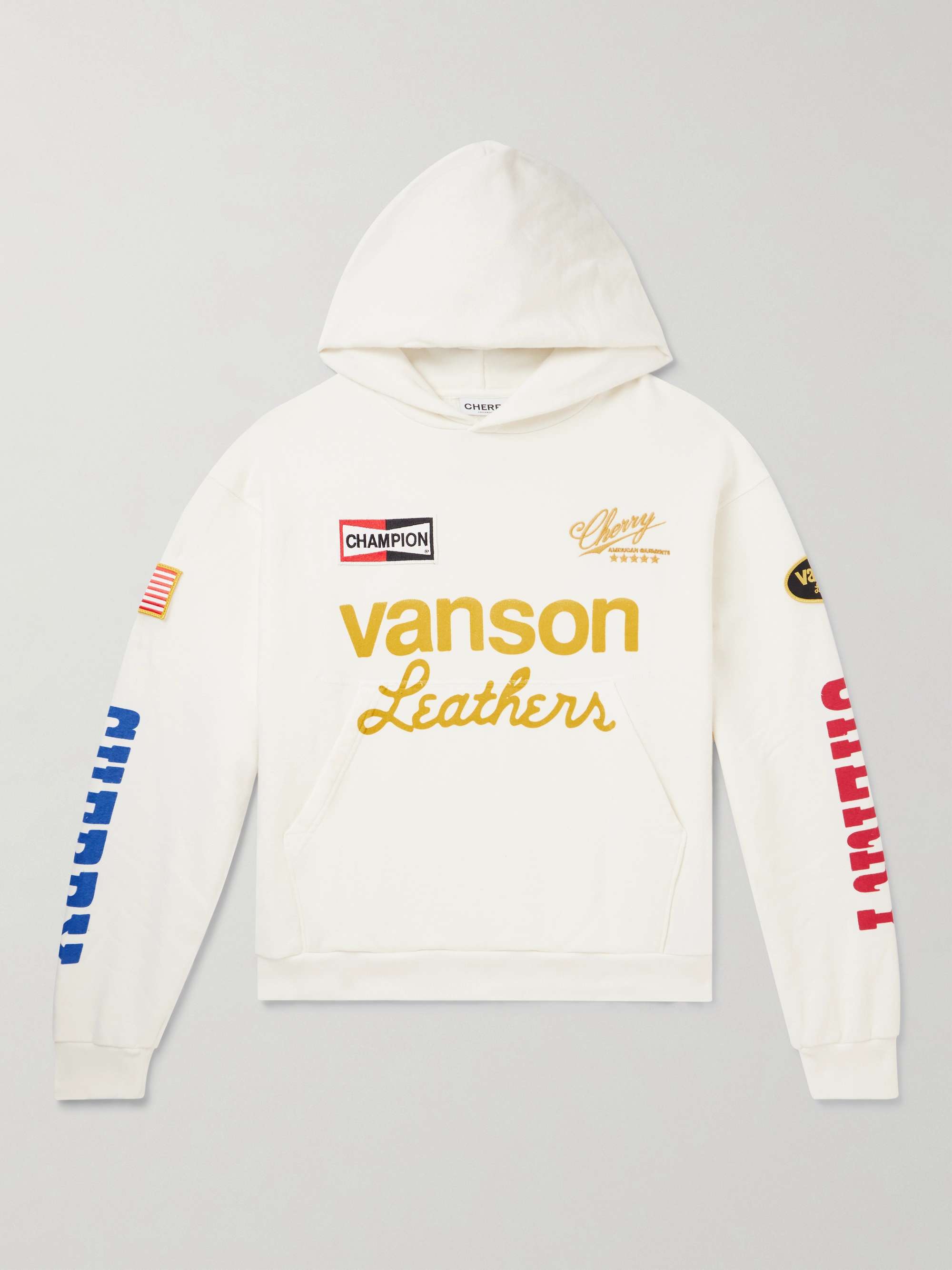 CHERRY LOS ANGELES Vanson Logo-Embroidered Appliquéd Printed Cotton-Jersey  Hoodie for Men | MR PORTER