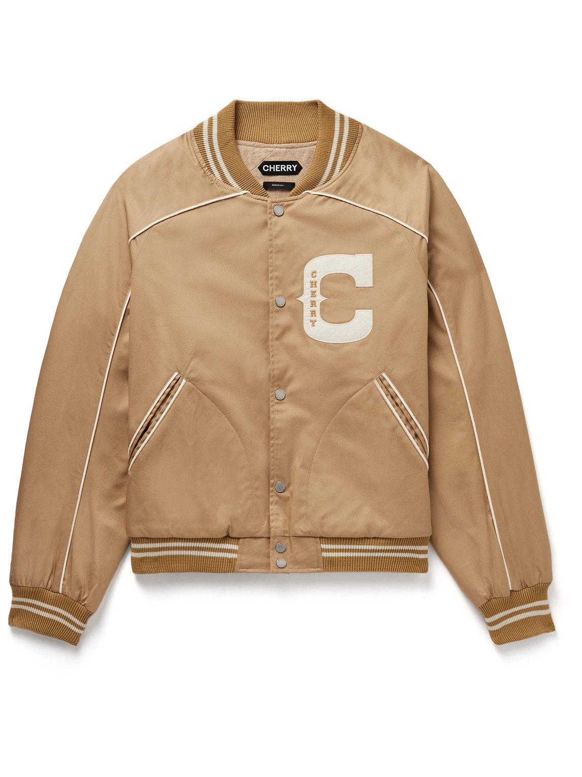 Film Crew Appliquéd Cotton-Twill Varsity Jacket