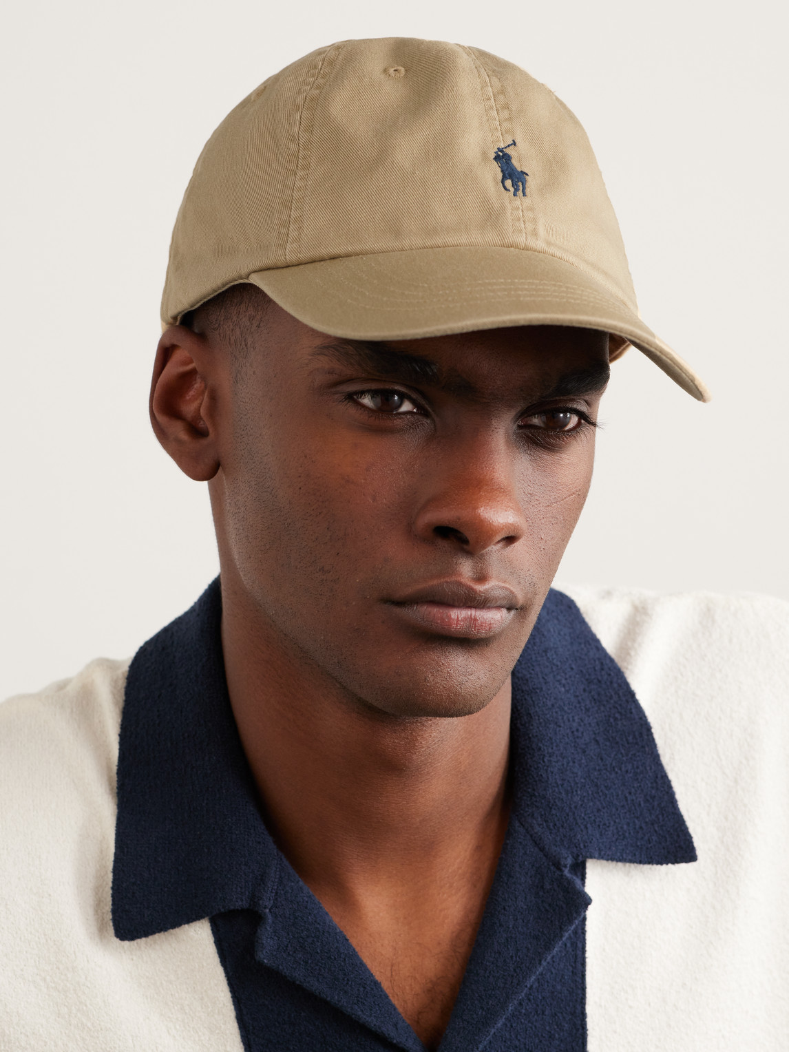 Shop Polo Ralph Lauren Logo-embroidered Cotton-twill Baseball Cap In Neutrals