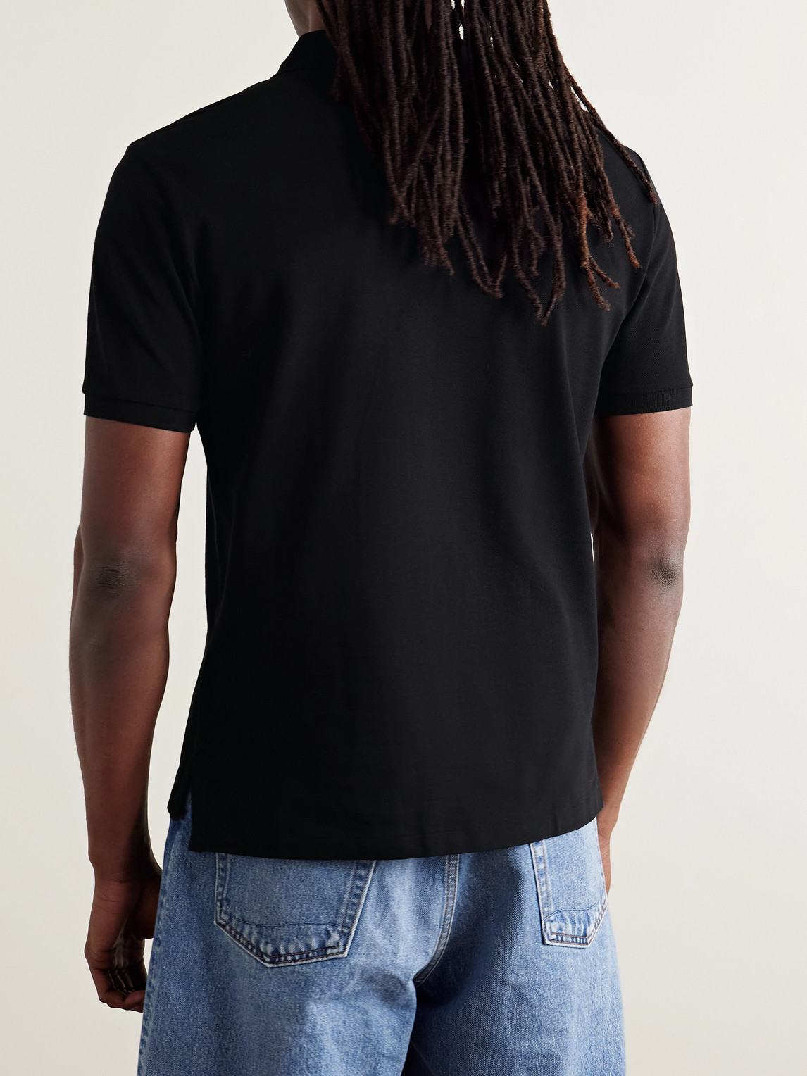 Shop Polo Ralph Lauren Slim-fit Cotton-piqué Polo Shirt In Black