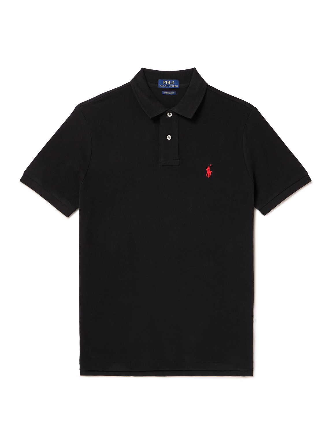 Shop Polo Ralph Lauren Slim-fit Cotton-piqué Polo Shirt In Black