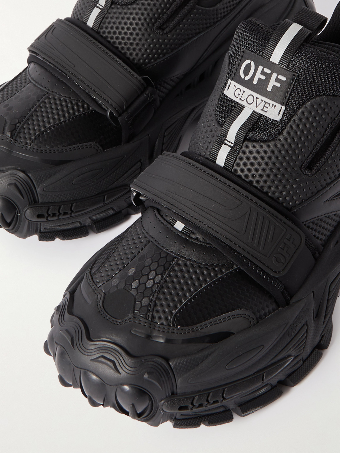 Shop Off-white Glove Leather And Mesh Sneakers In Black