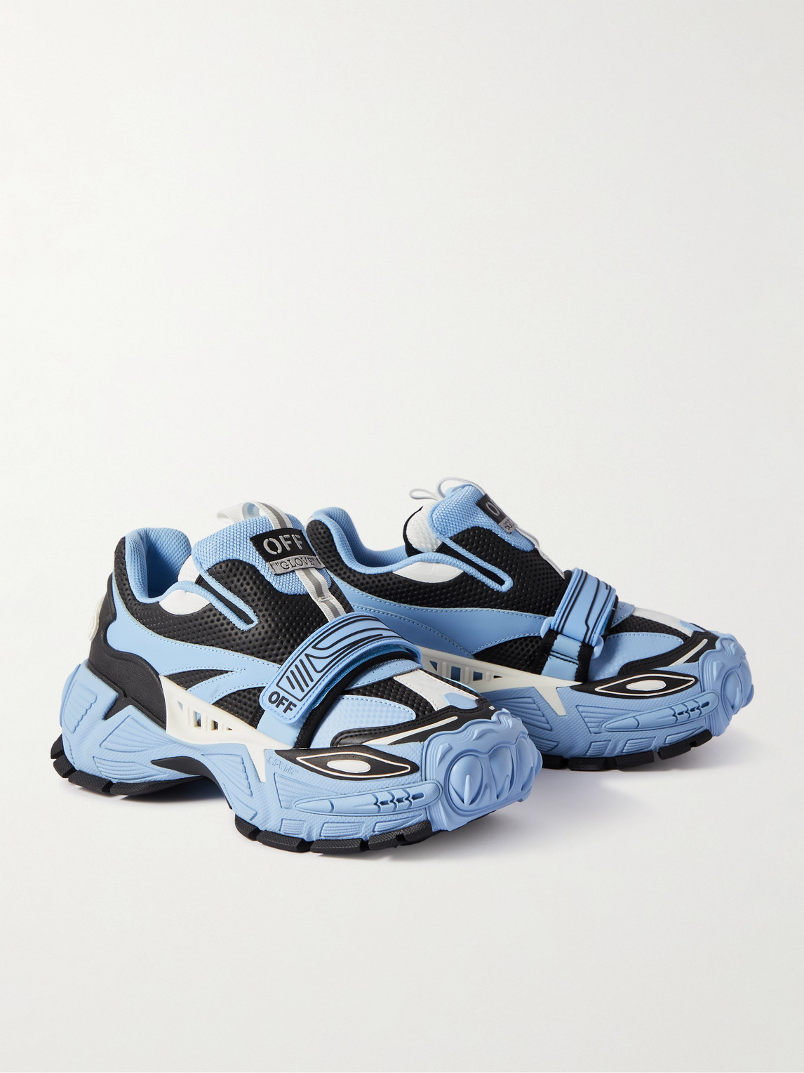 Shop Off-white Glove Leather And Mesh Sneakers In Blue