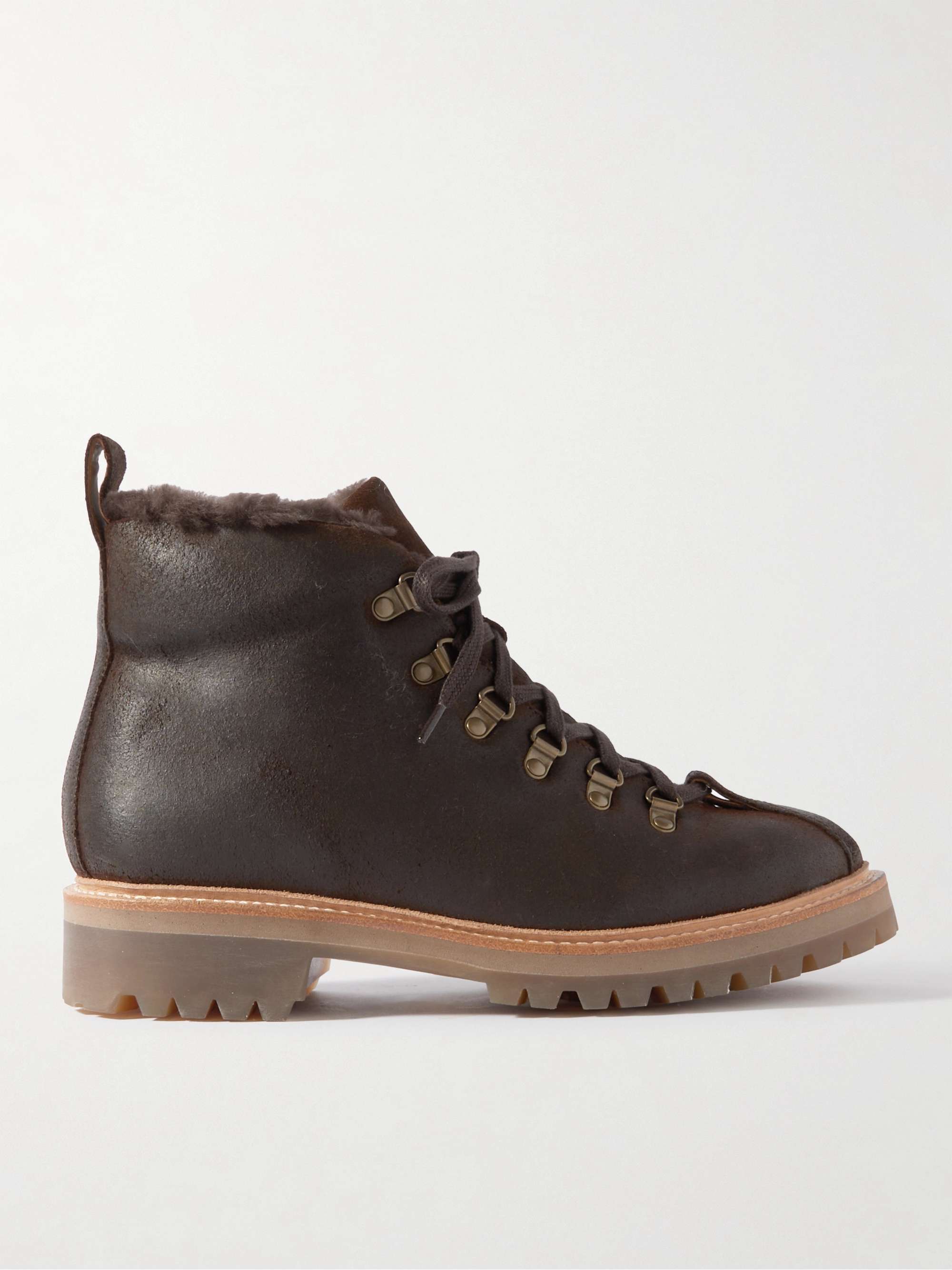 GRENSON Bobby Shearling-Lined Waxed-Leather Boots for Men | MR PORTER