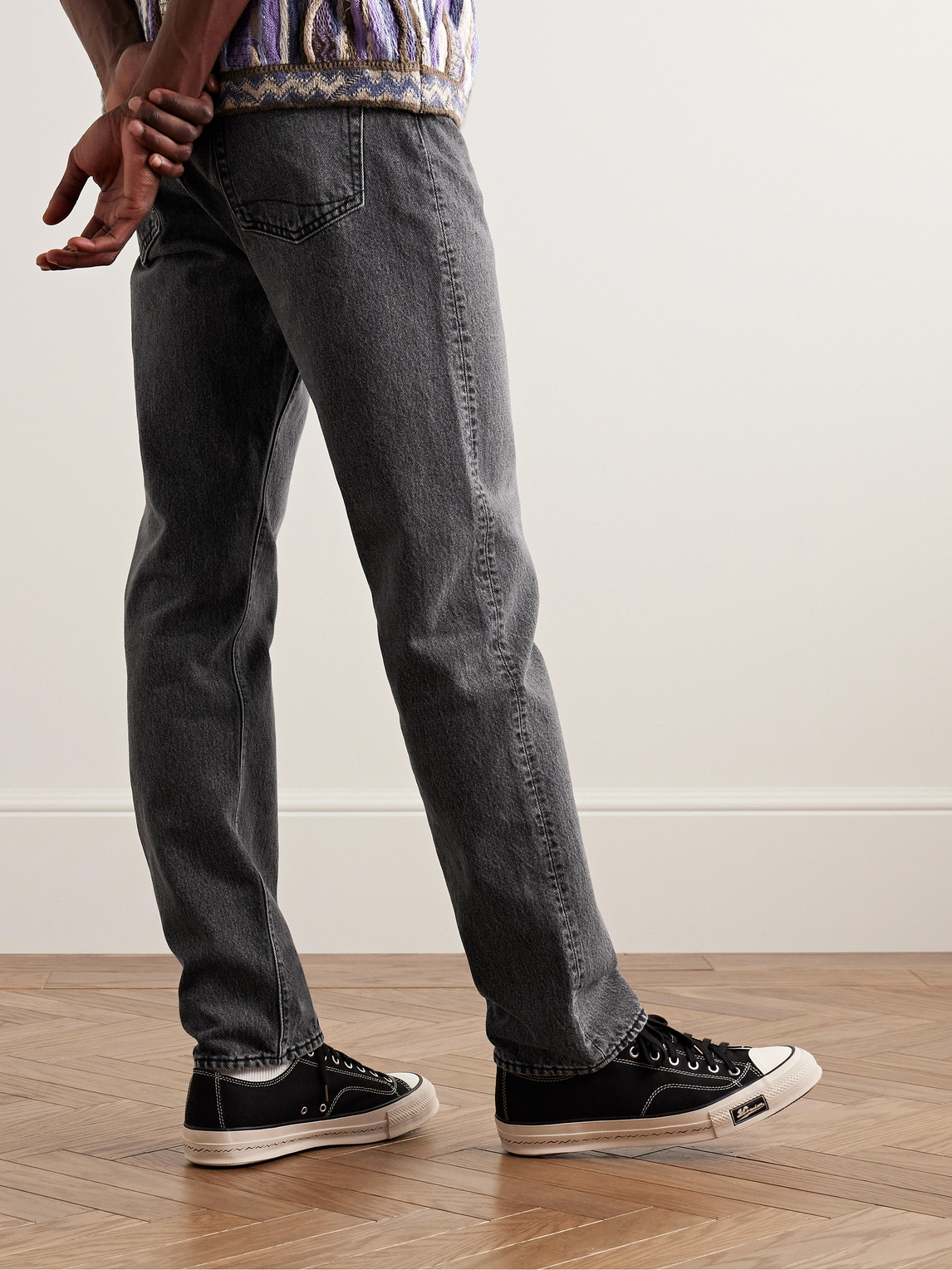 Shop Orslow 107 Slim-fit Jeans In Black