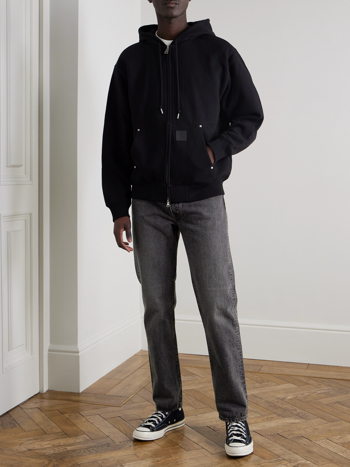 Shop Orslow 107 Slim-fit Jeans In Black