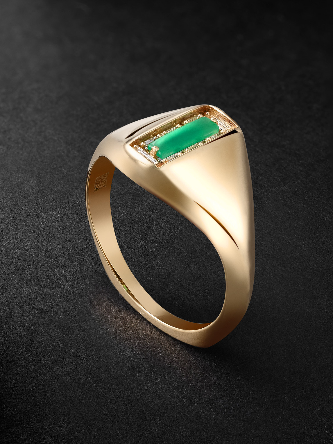 Suzanne Kalan Gold Chalcedony And Diamond Ring In Green
