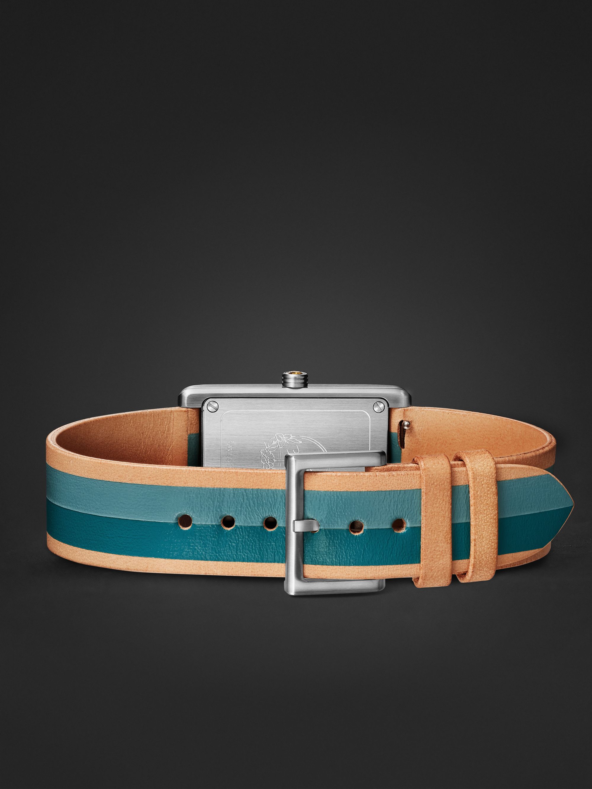 LA CALIFORNIENNE Daybreak Automatic 36mm Stainless Steel and Striped Leather Watch