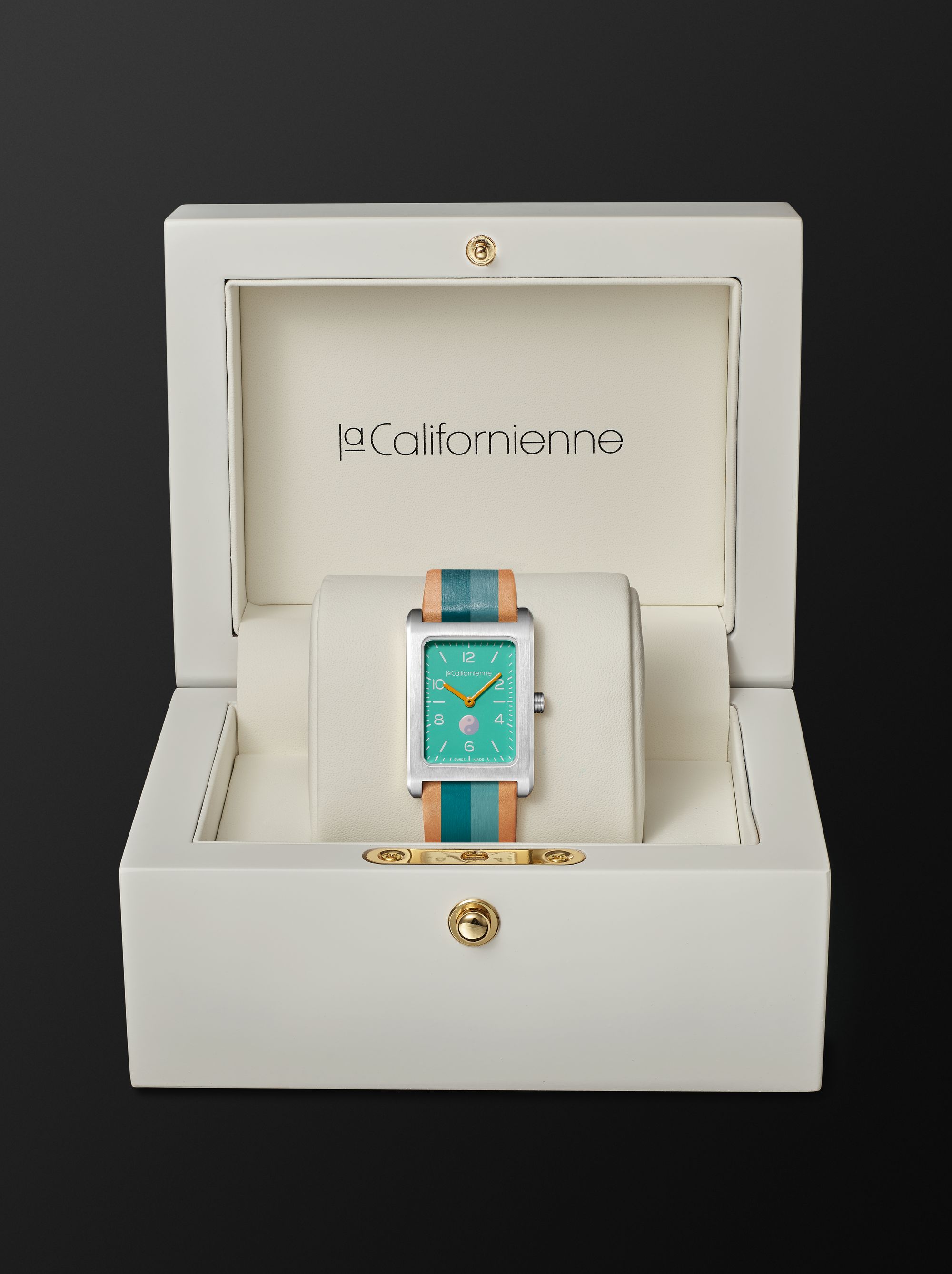 LA CALIFORNIENNE Daybreak Automatic 36mm Stainless Steel and Striped Leather Watch