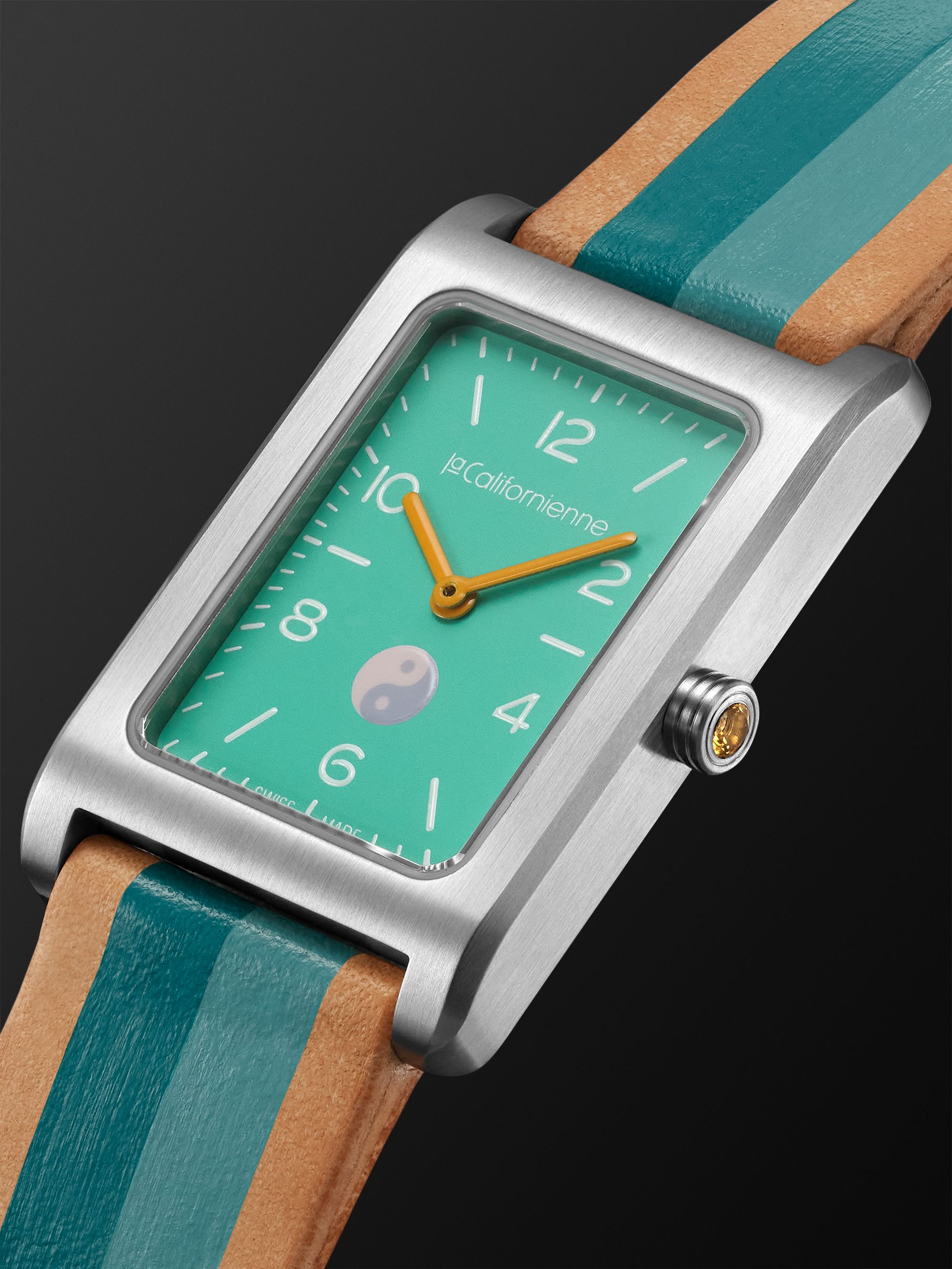 LA CALIFORNIENNE Daybreak Automatic 36mm Stainless Steel and Striped Leather Watch