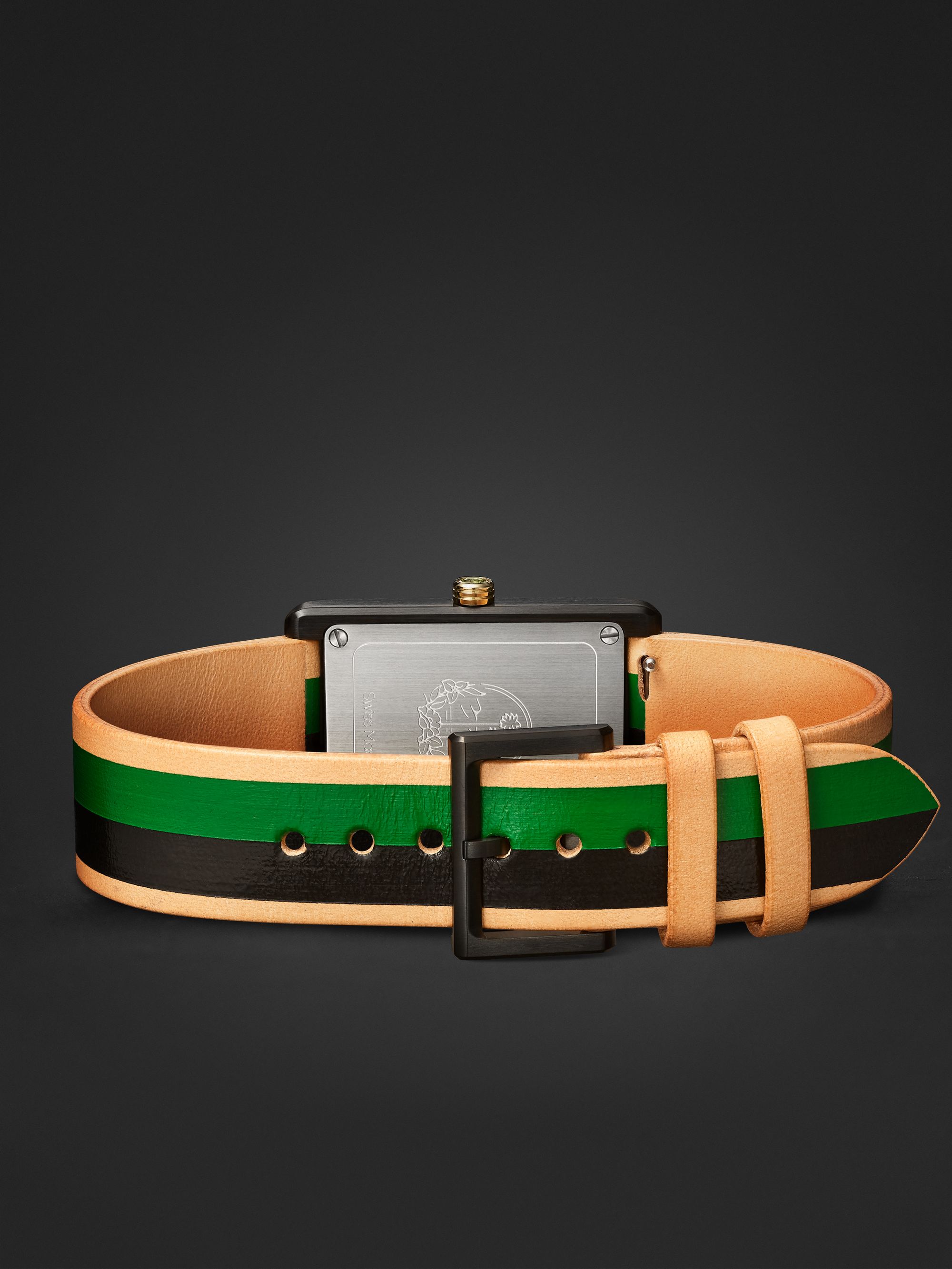 LA CALIFORNIENNE Daybreak Automatic 36mm Gold-Plated and Striped Leather Watch