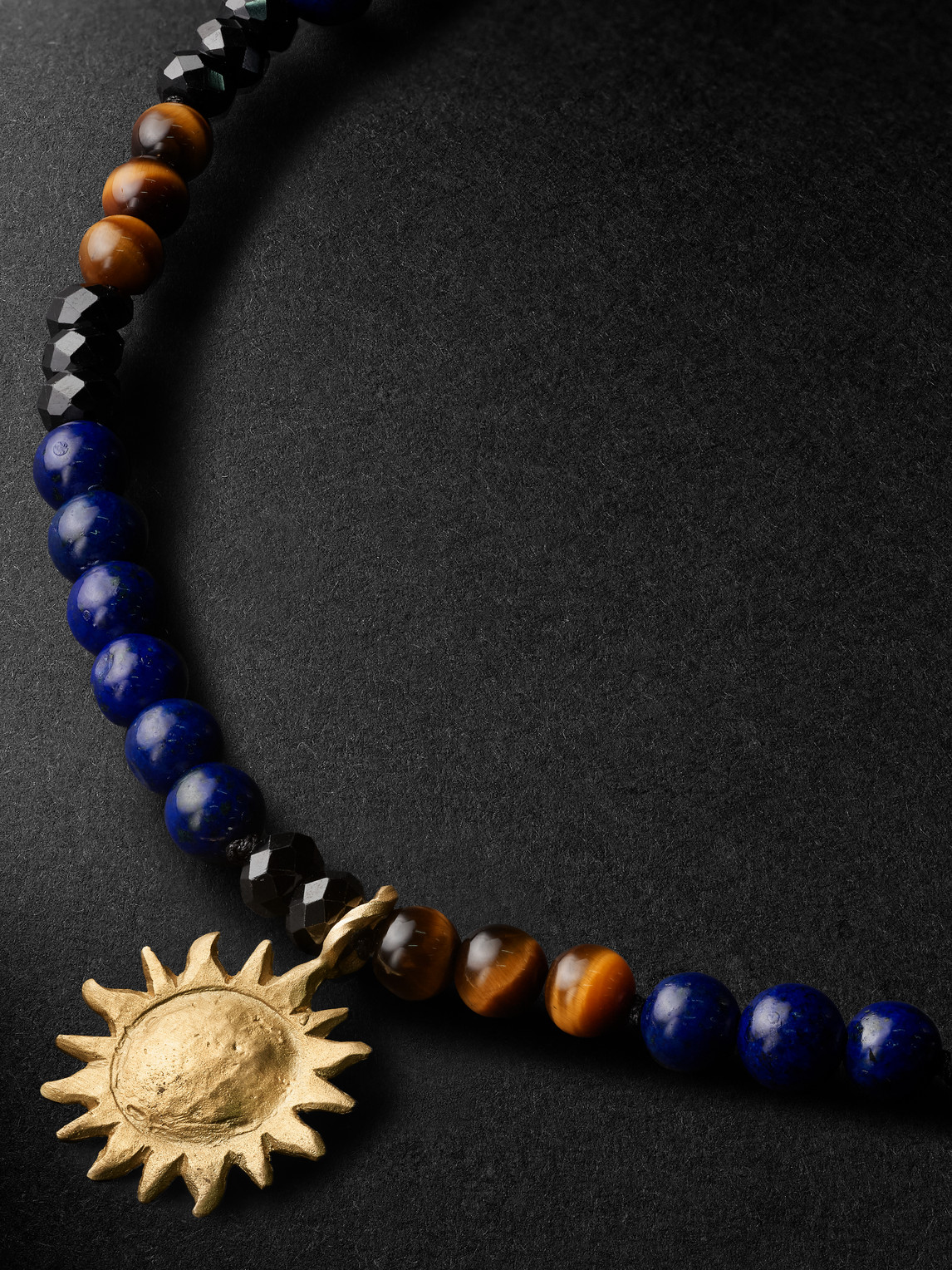 Shop Elhanati Sun Gold And Cord Multi-stone Necklace In Blue