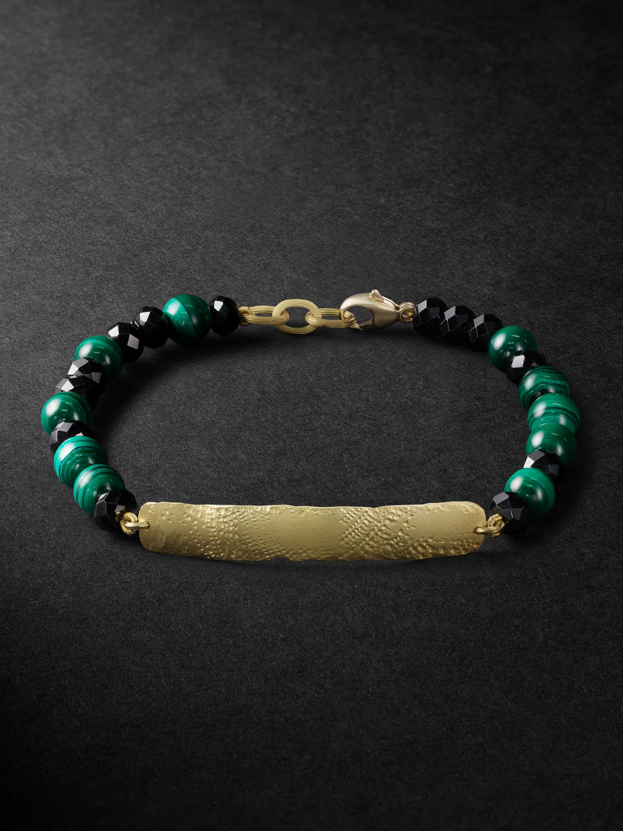 ELHANATI Mezuzah Gold, Malachite and Spinel Beaded Bracelet for Men ...