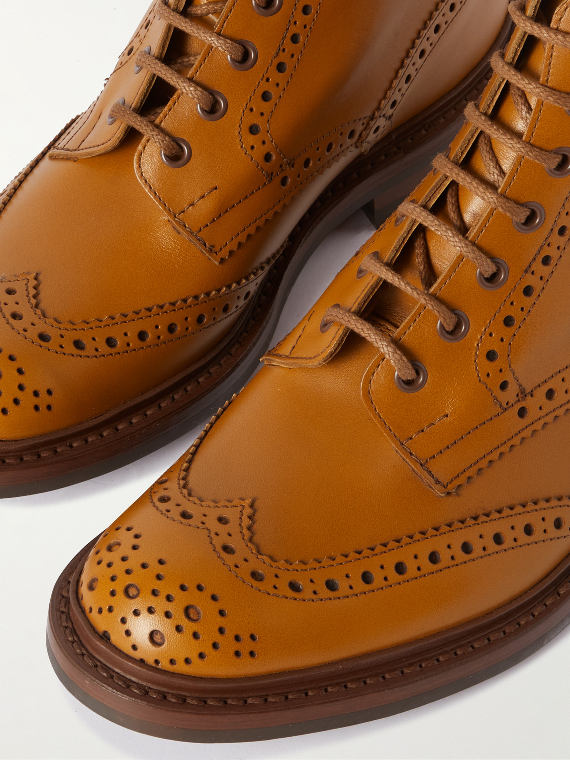 Shop Tricker's Stow Leather Brogue Boots In Brown