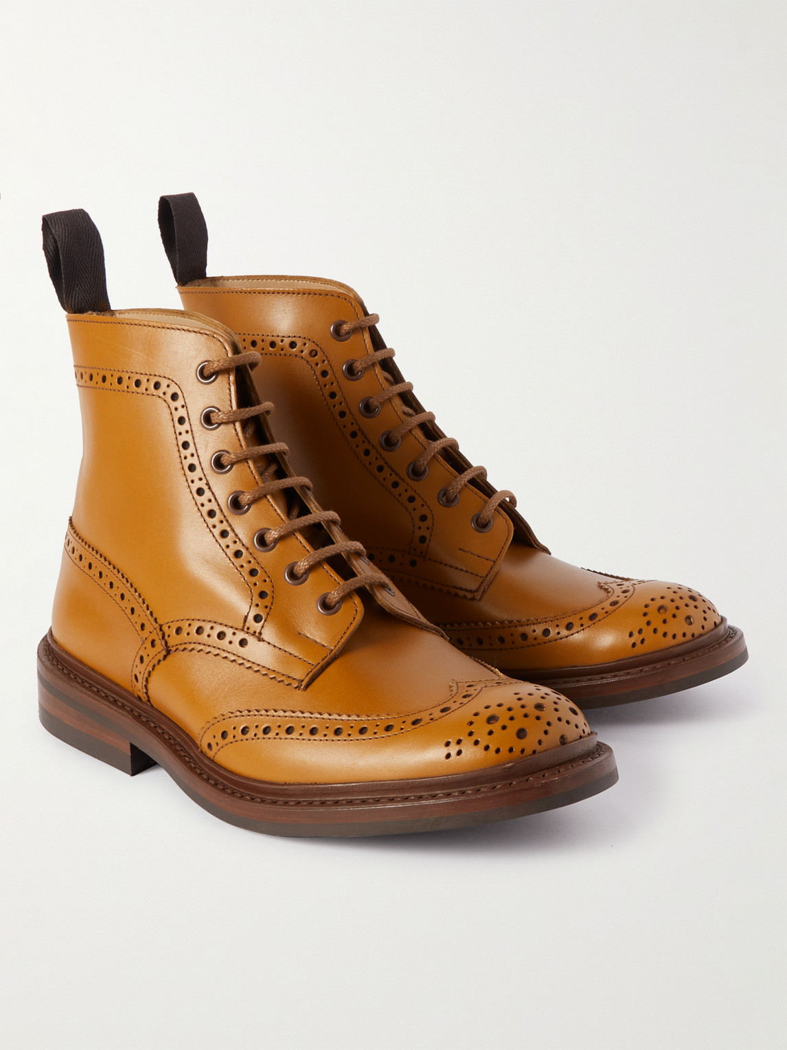 Shop Tricker's Stow Leather Brogue Boots In Brown