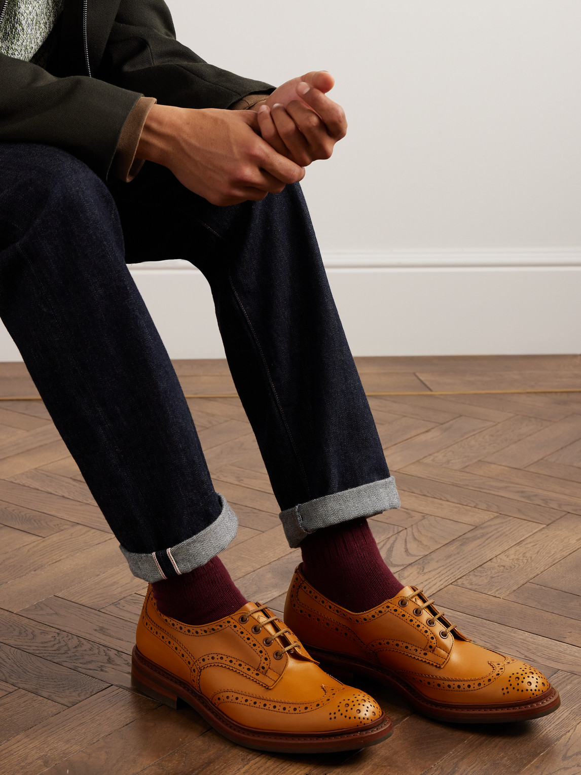 Shop Tricker's Bourton Leather Brogues In Brown