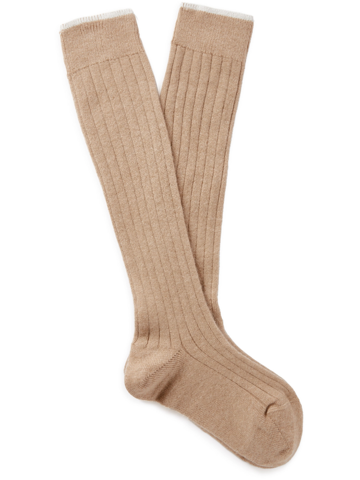 Brunello Cucinelli Ribbed Cashmere Socks In Neutrals