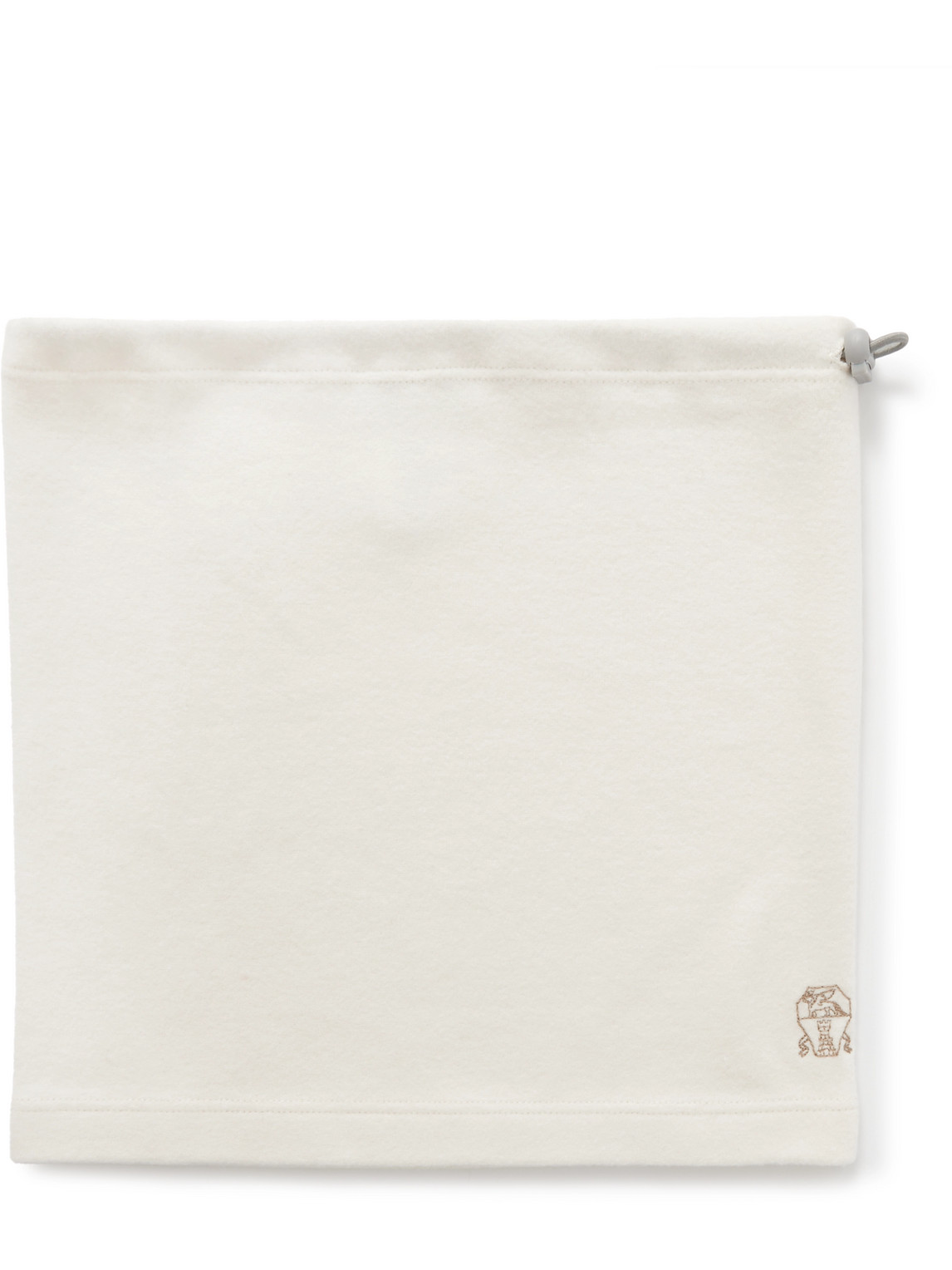 Brunello Cucinelli Logo-embroidered Cashmere And Cotton-blend Neck Warmer In White