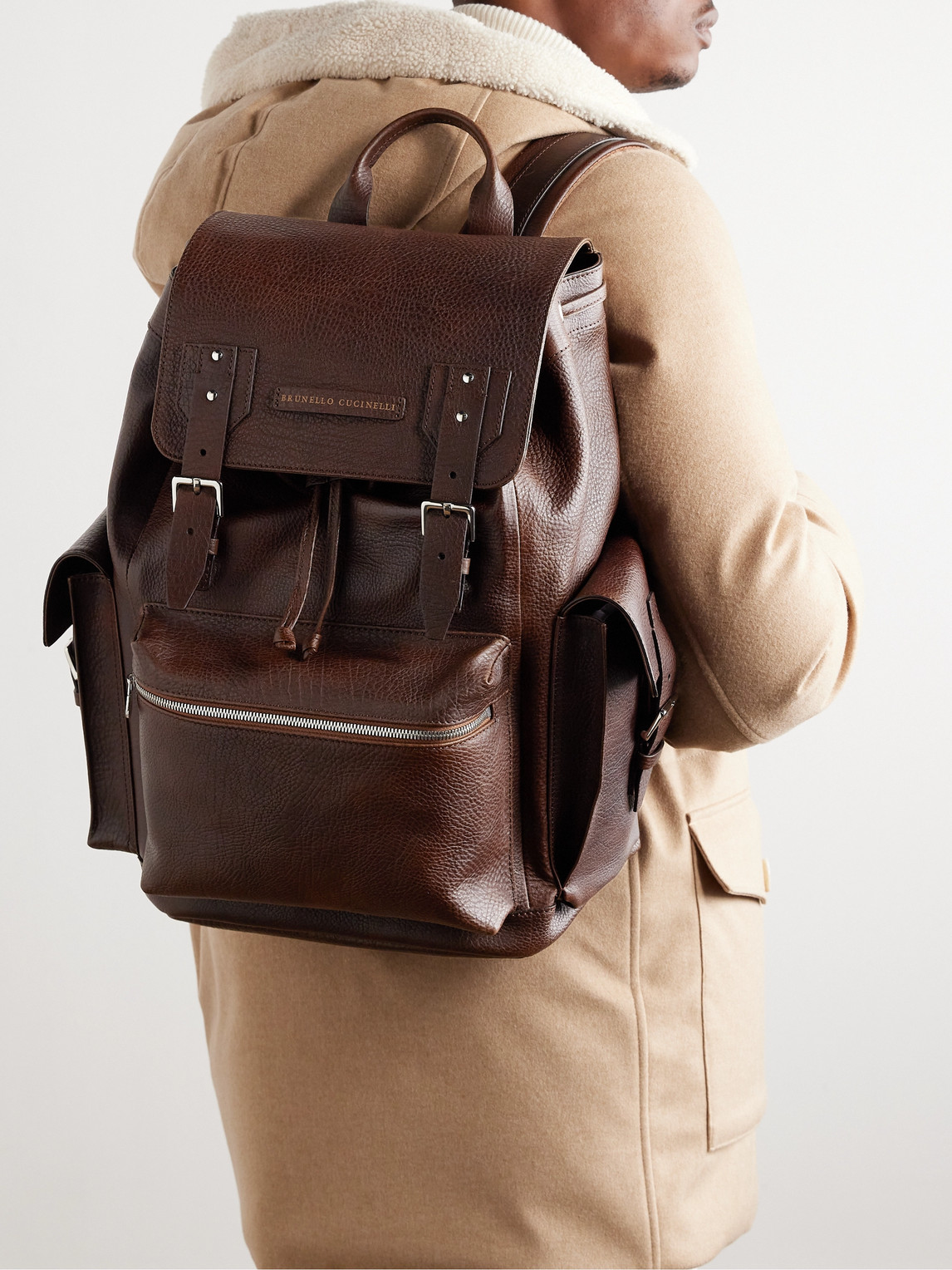 Shop Brunello Cucinelli Leather Backpack In Brown