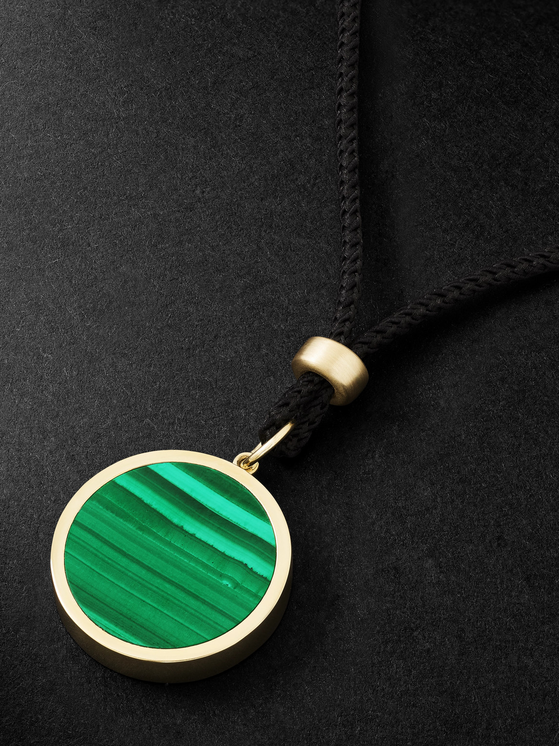 Shop Jacquie Aiche Gold, Malachite And Cord Pendant Necklace In Green