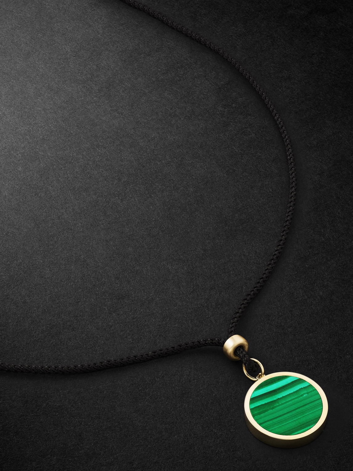 Jacquie Aiche Gold, Malachite And Cord Pendant Necklace In Black