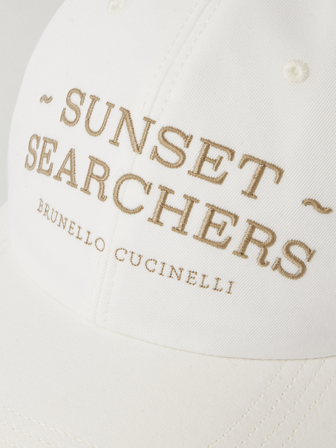 Shop Brunello Cucinelli Logo-embroidered Leather-trimmed Cotton-twill Baseball Cap In White