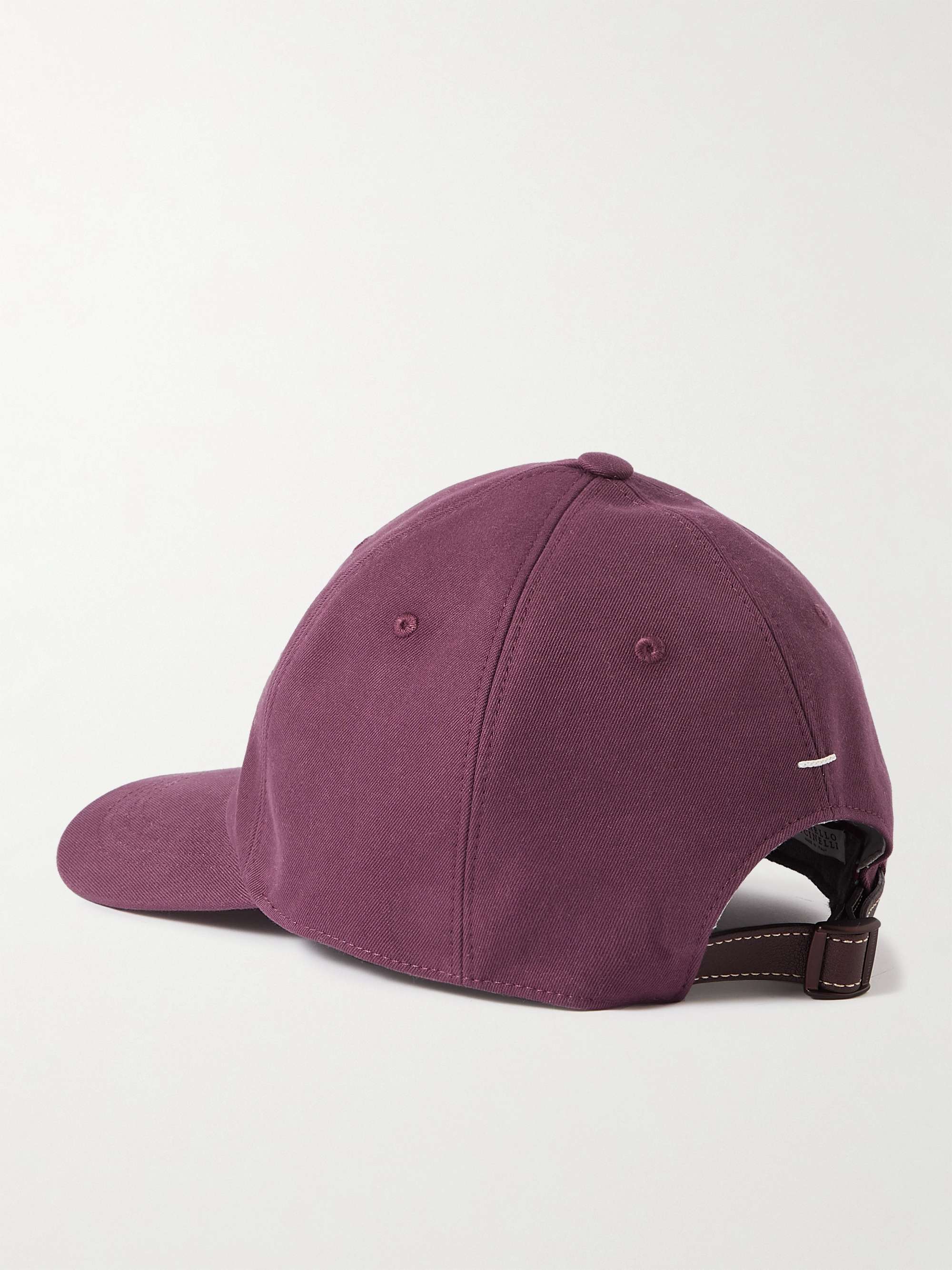 BRUNELLO CUCINELLI Logo-Embroidered Leather-Trimmed Cotton-Twill Baseball Cap