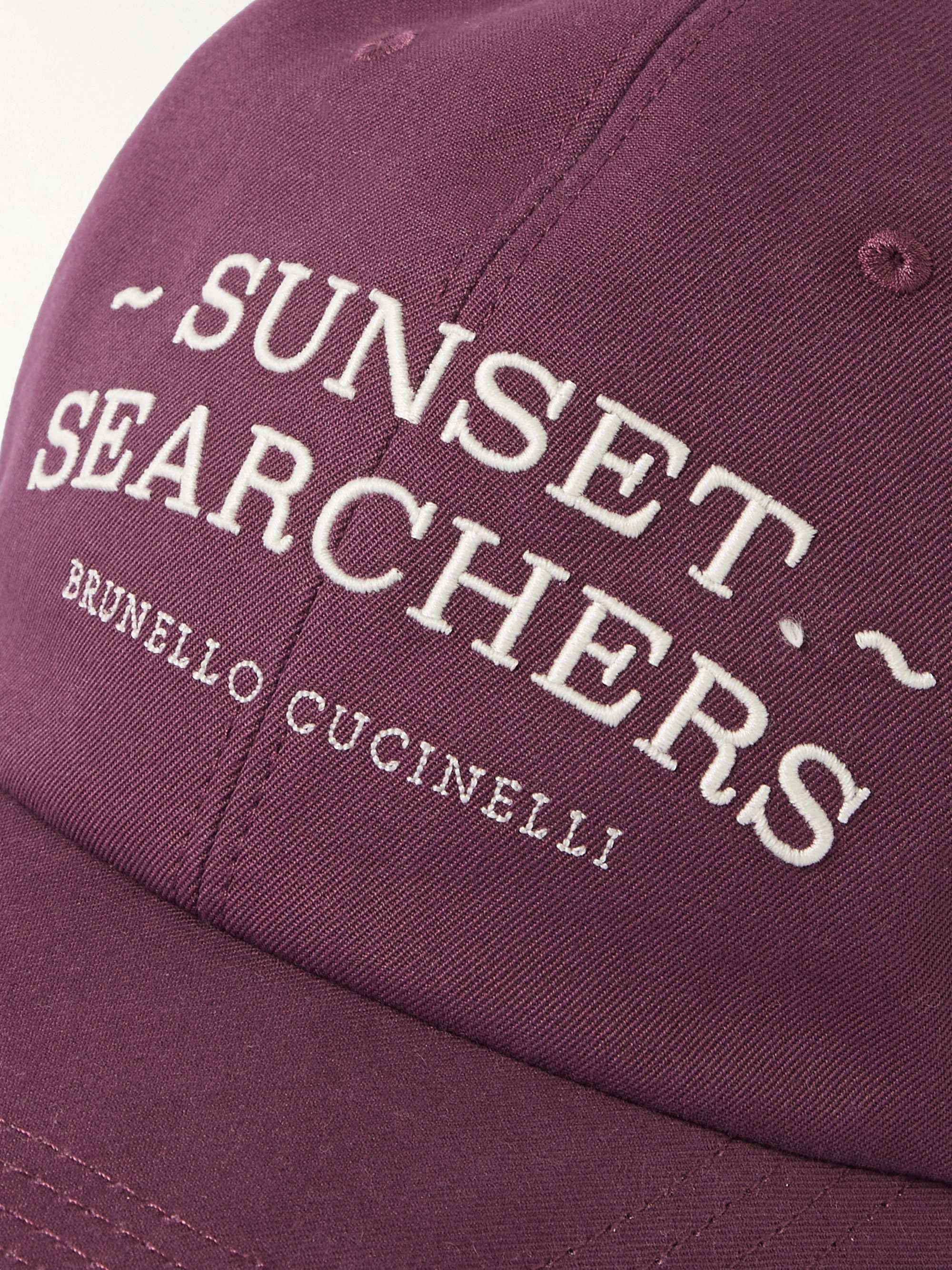 BRUNELLO CUCINELLI Logo-Embroidered Leather-Trimmed Cotton-Twill Baseball Cap