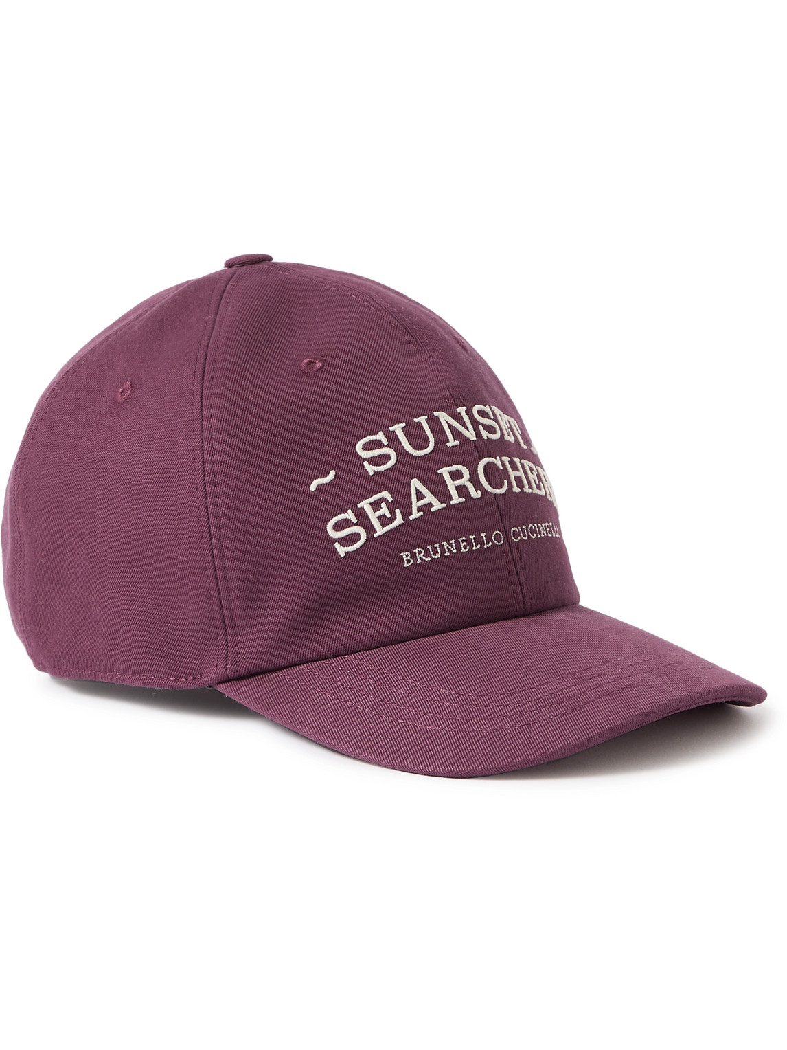 Brunello Cucinelli Logo-embroidered Leather-trimmed Cotton-twill Baseball Cap In Pink