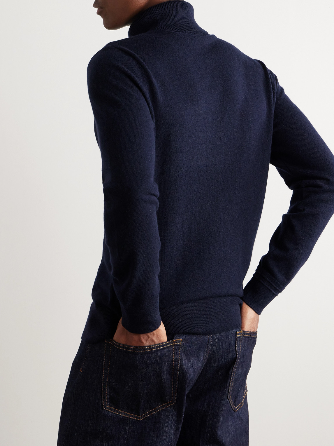 Shop Mr P Cashmere Rollneck Sweater In Blue