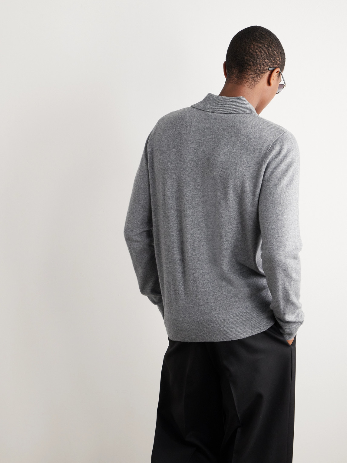 Shop Mr P Cashmere Polo Shirt In Gray