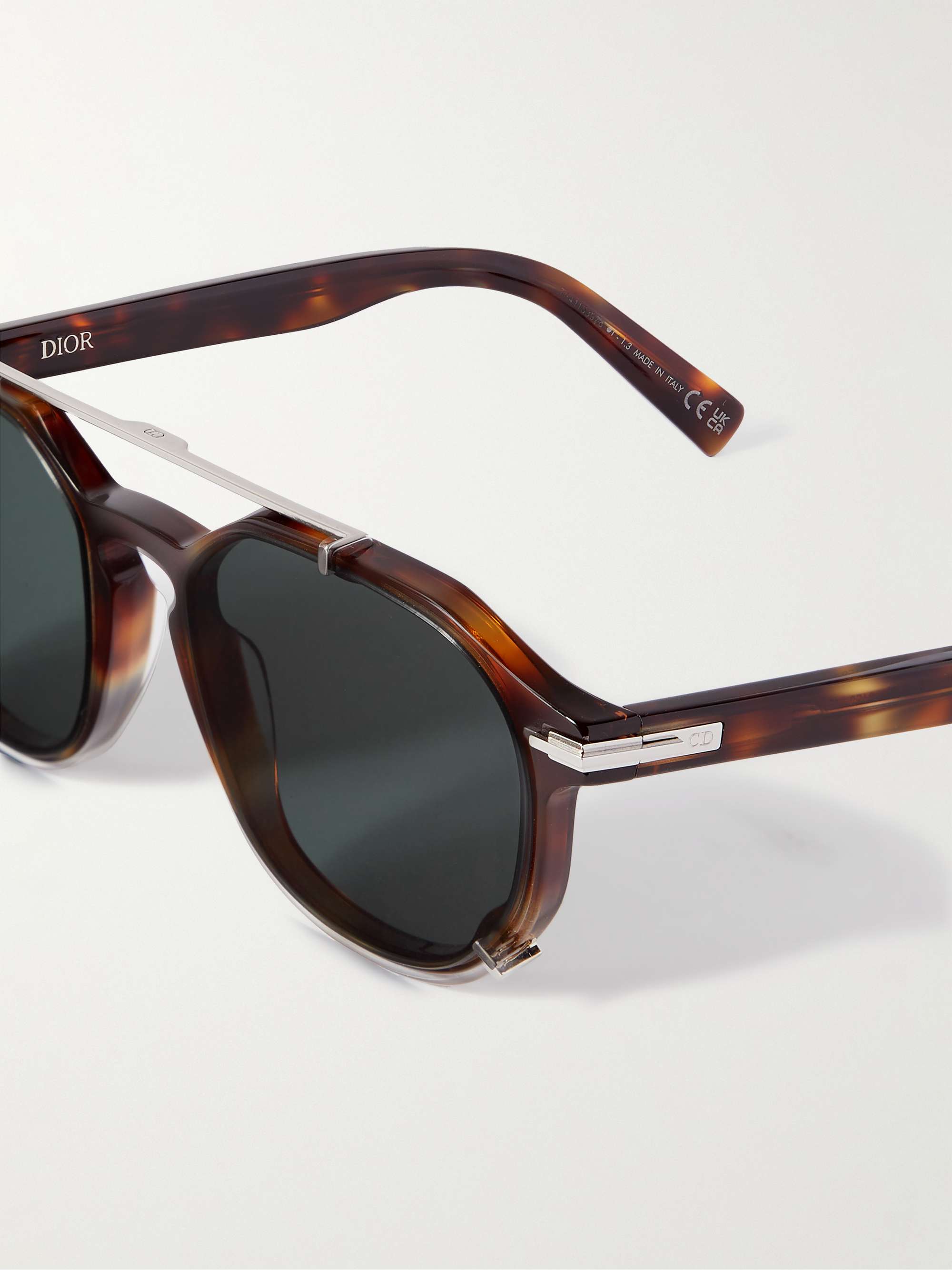 DIOR EYEWEAR DiorBlackSuit RI Round-Frame Acetate and Silver-Tone Sunglasses