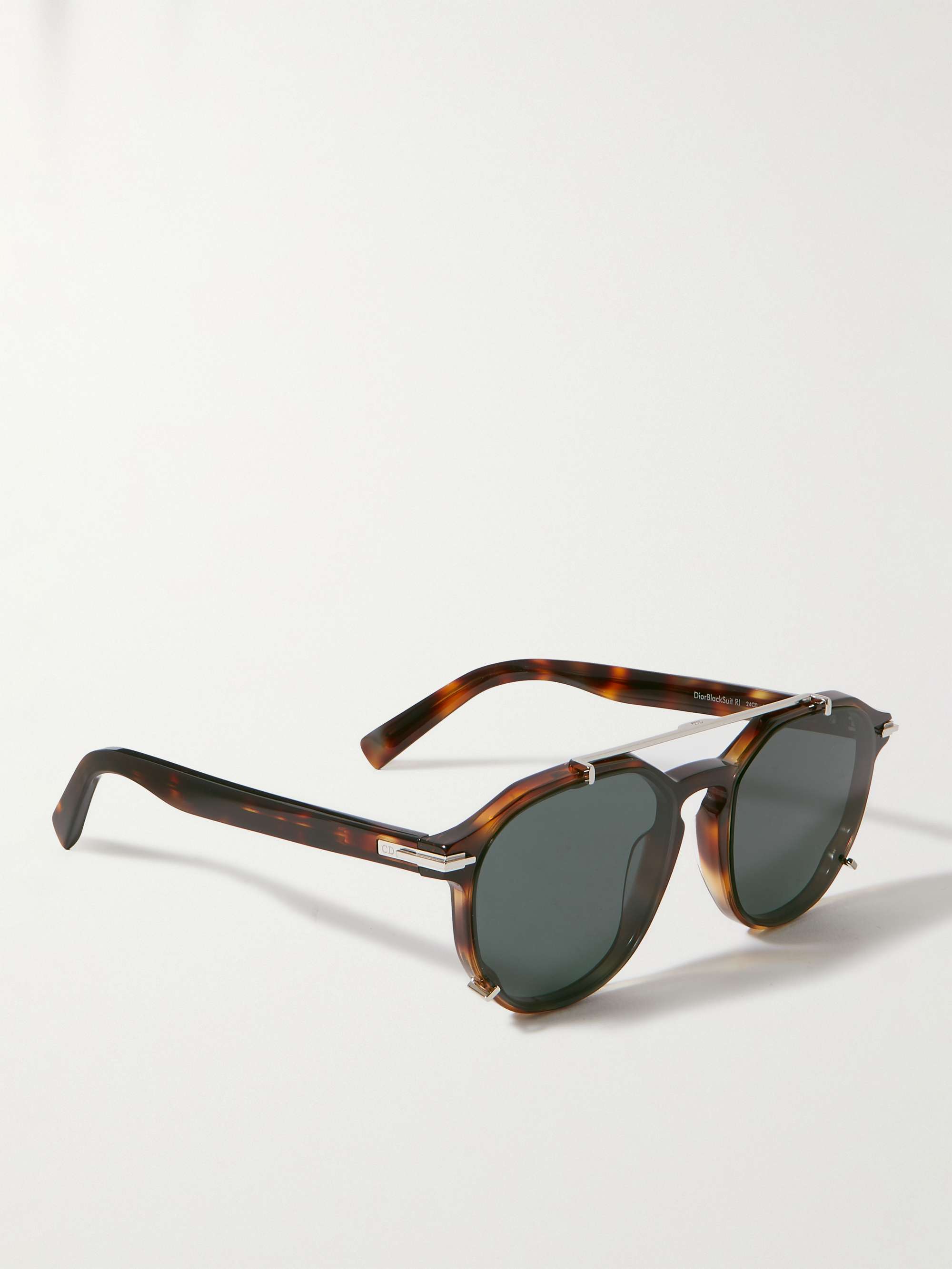 DIOR EYEWEAR DiorBlackSuit RI Round-Frame Acetate and Silver-Tone Sunglasses