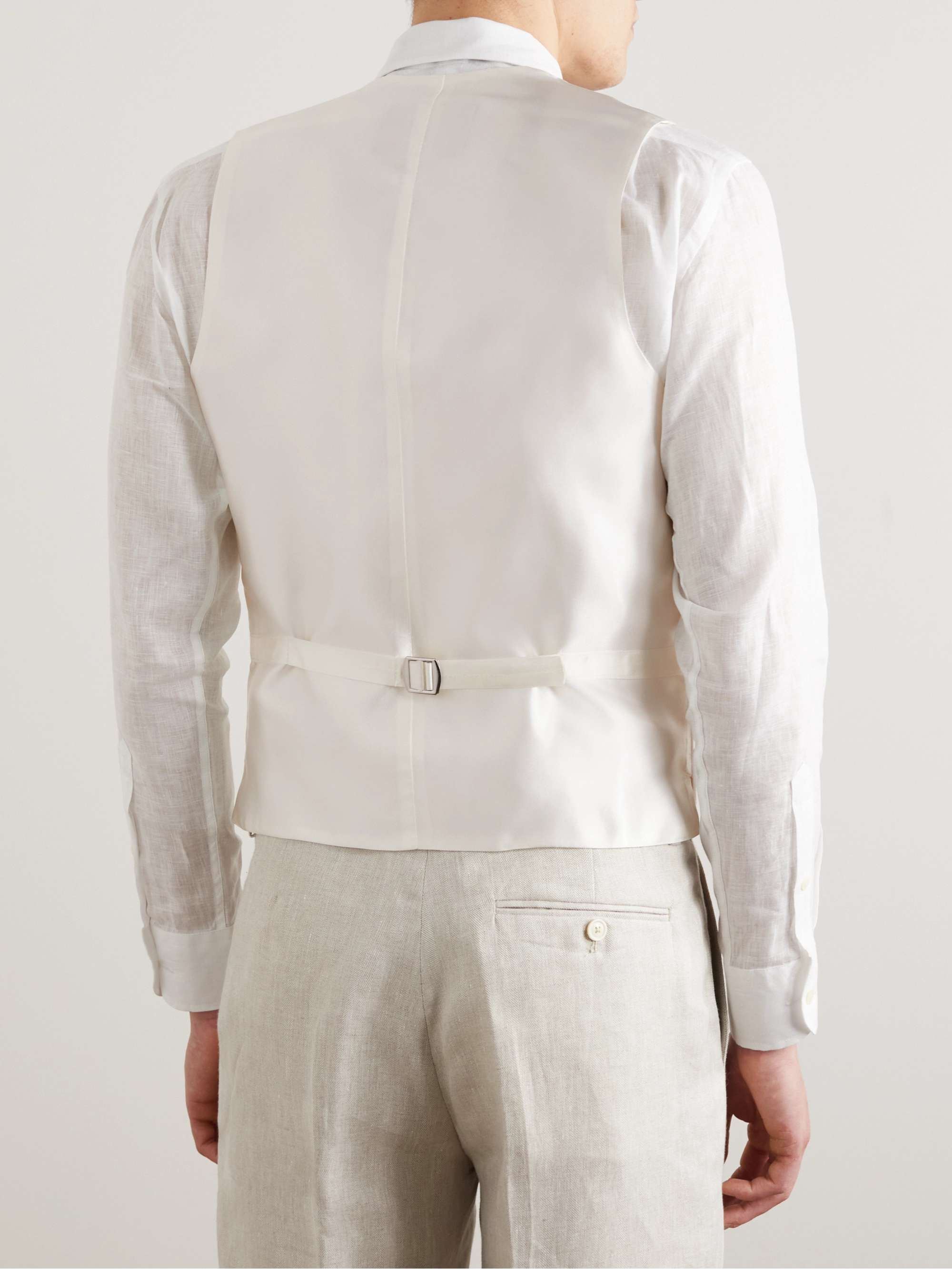 FAVOURBROOK Radwick Double-Breasted Herringbone Linen and Silk-Blend Waistcoat