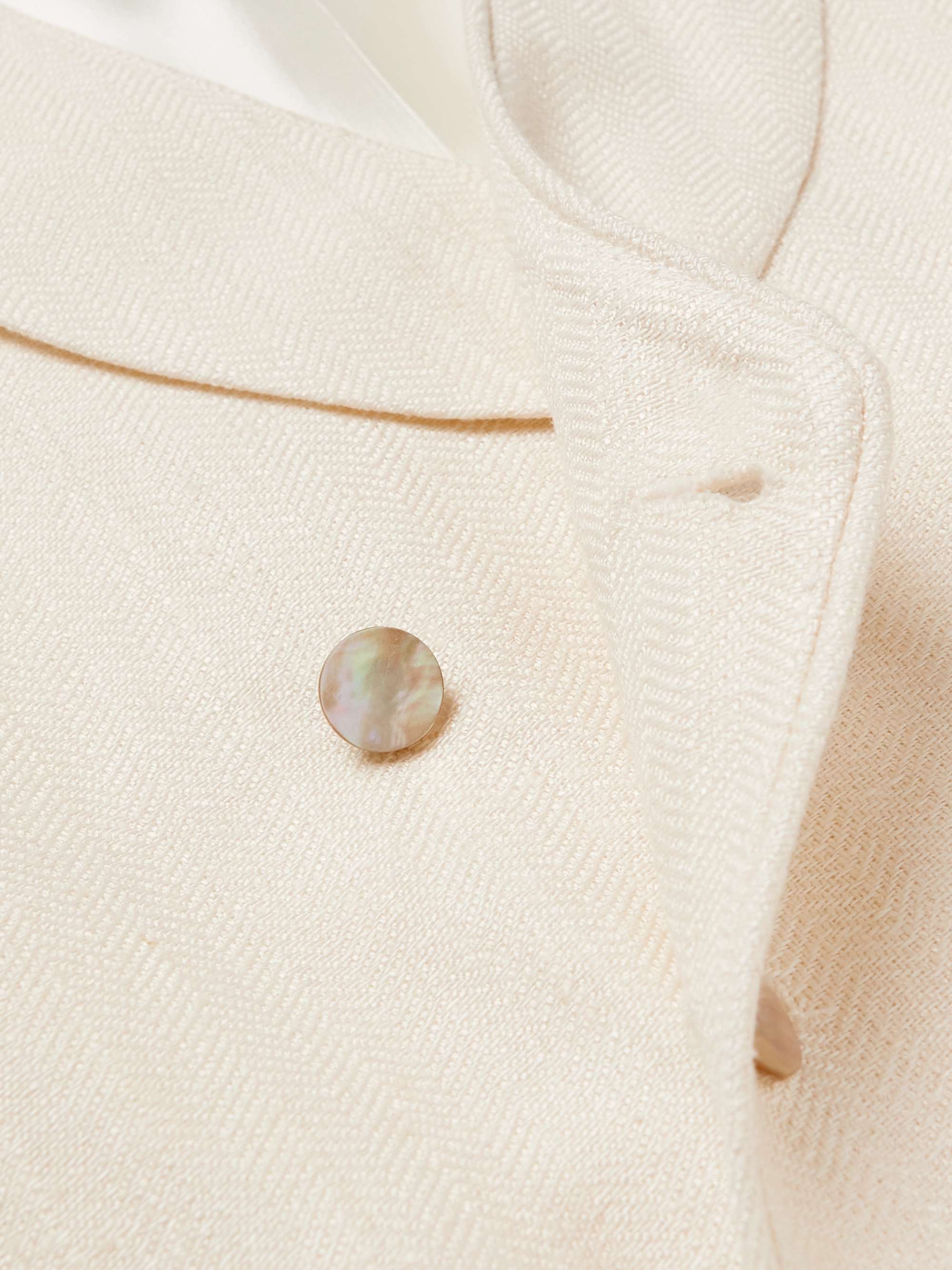 FAVOURBROOK Radwick Double-Breasted Herringbone Linen and Silk-Blend Waistcoat