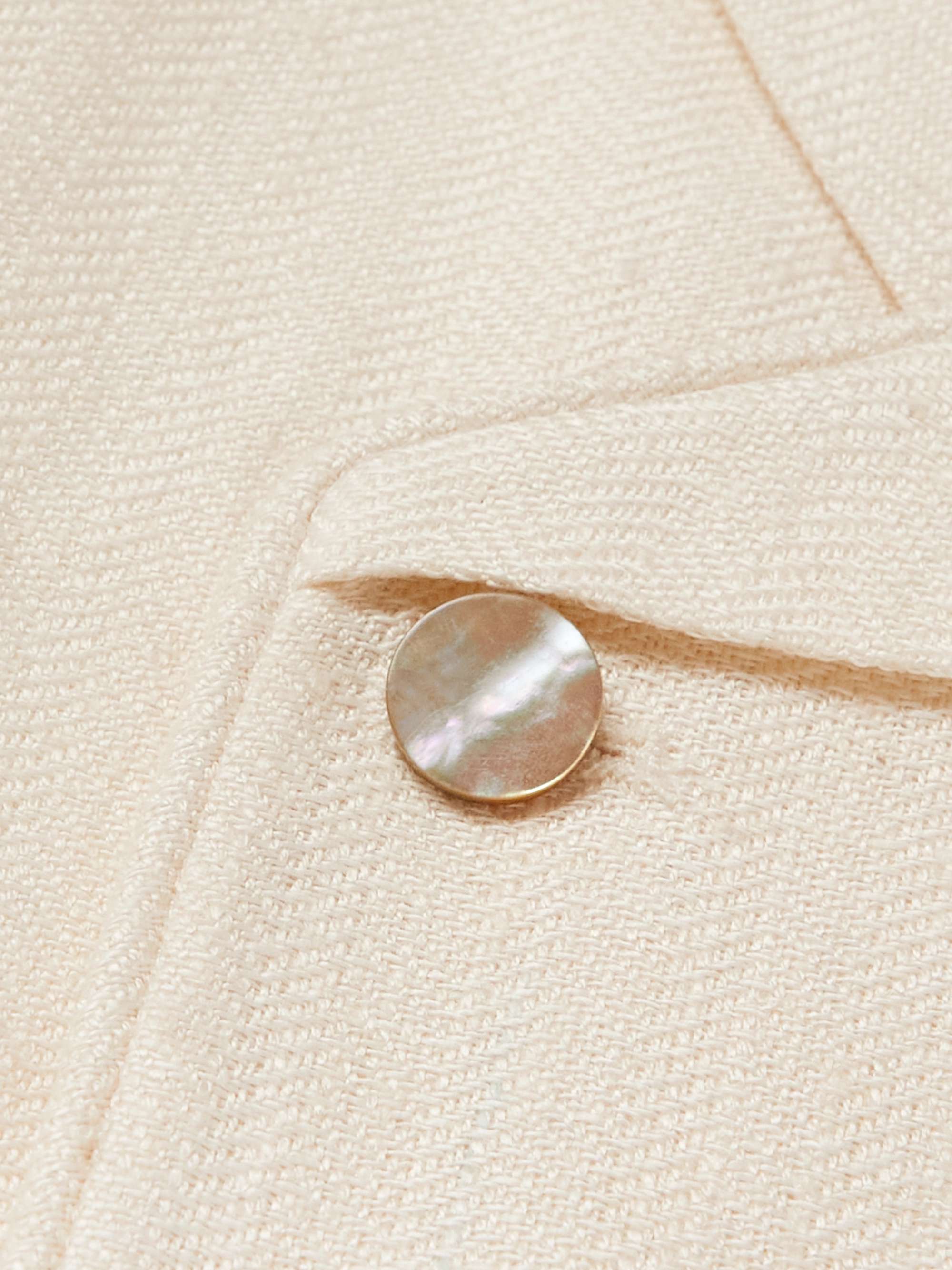 FAVOURBROOK Radwick Double-Breasted Herringbone Linen and Silk-Blend Waistcoat