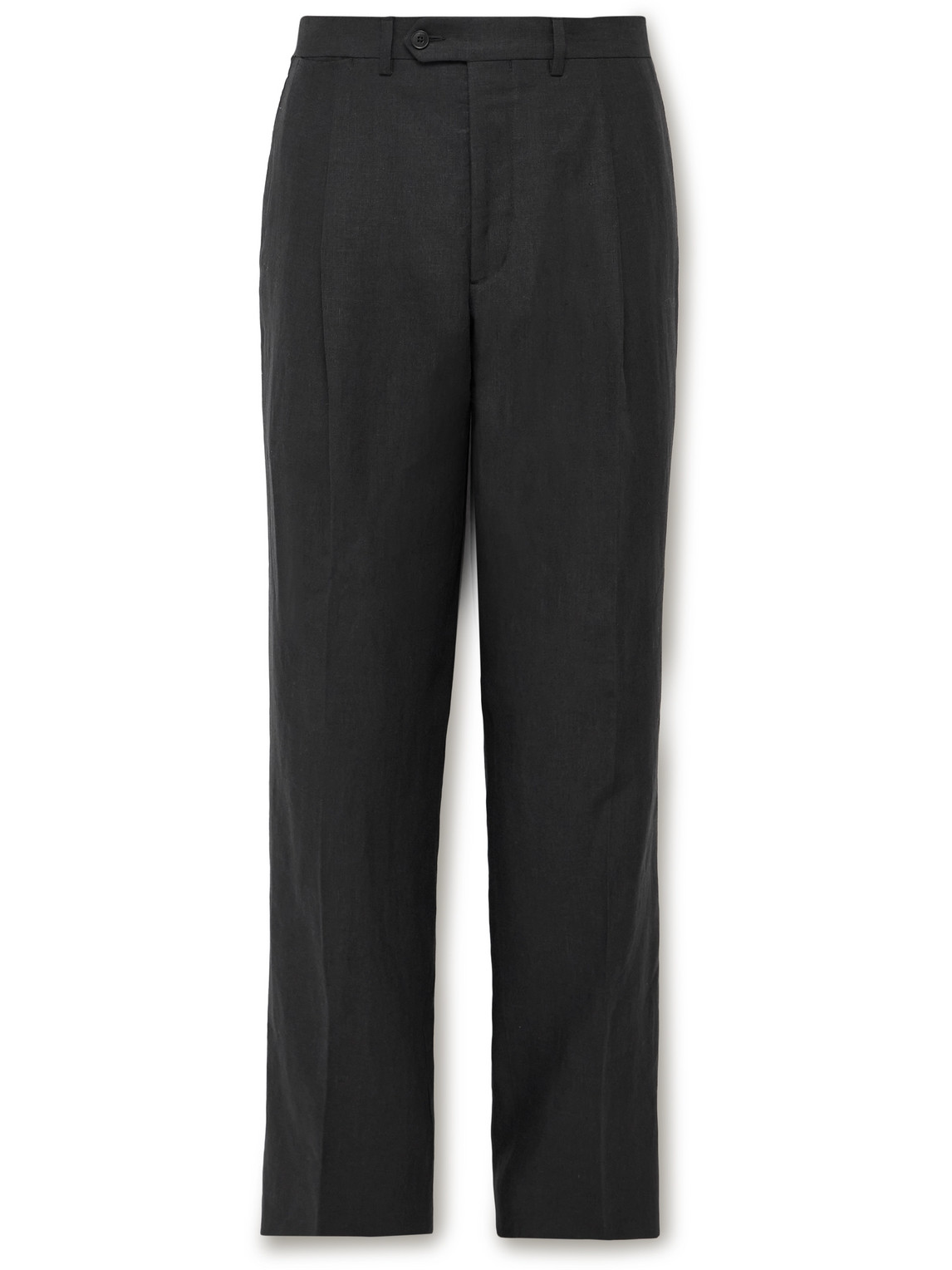 Straight-Leg Pleated Linen Trousers