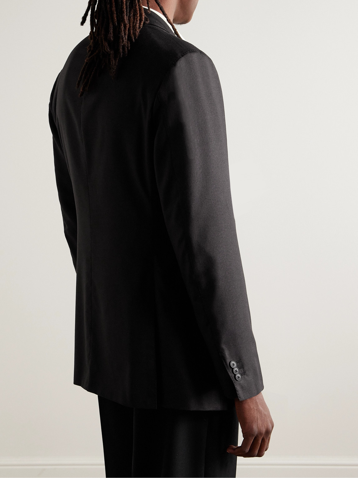 Shop Saman Amel Slim-fit Silk And Cashmere-blend Blazer In Black