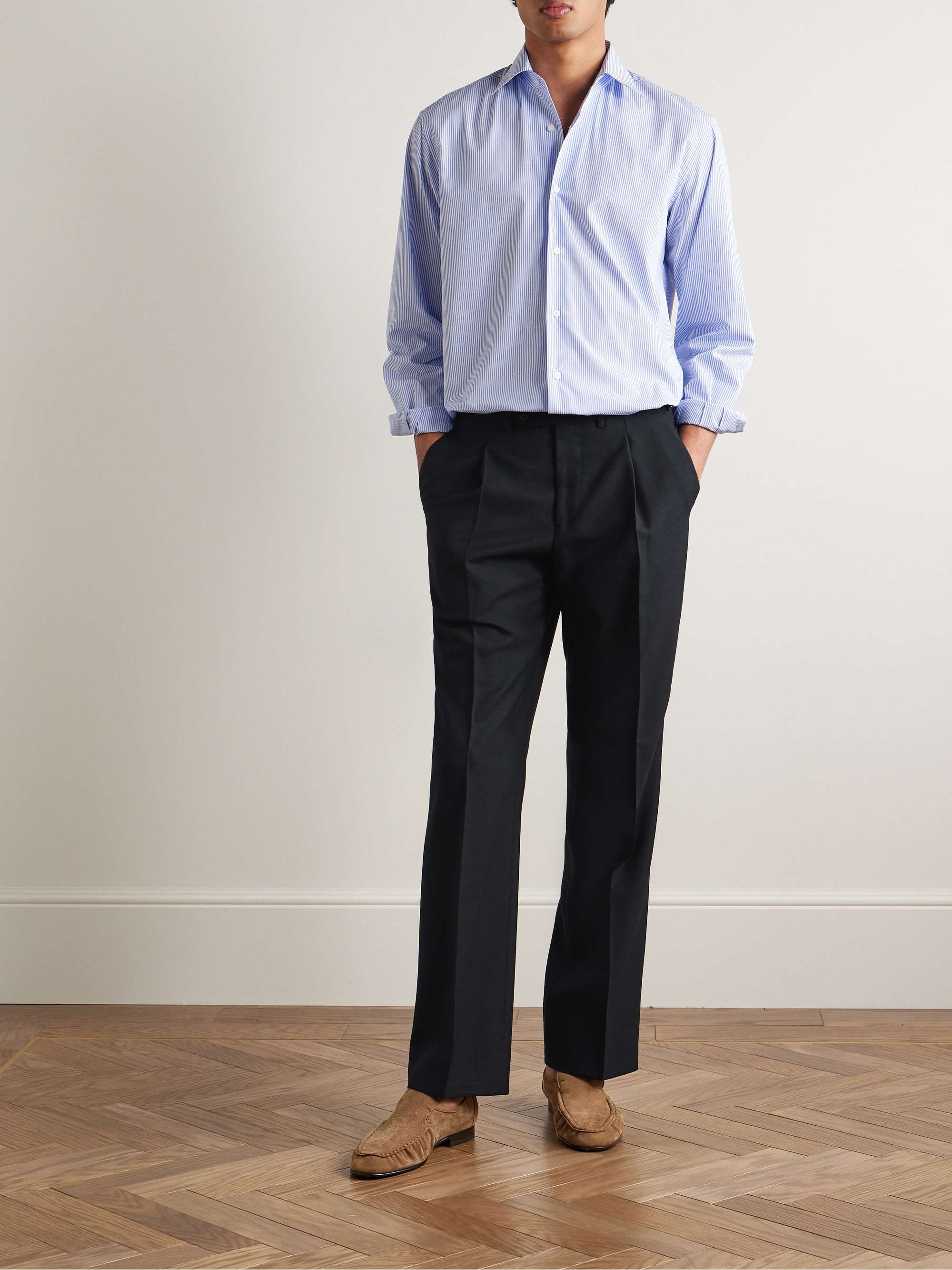 SAMAN AMEL Straight-Leg Pleated Wool Suit Trousers for Men | MR PORTER