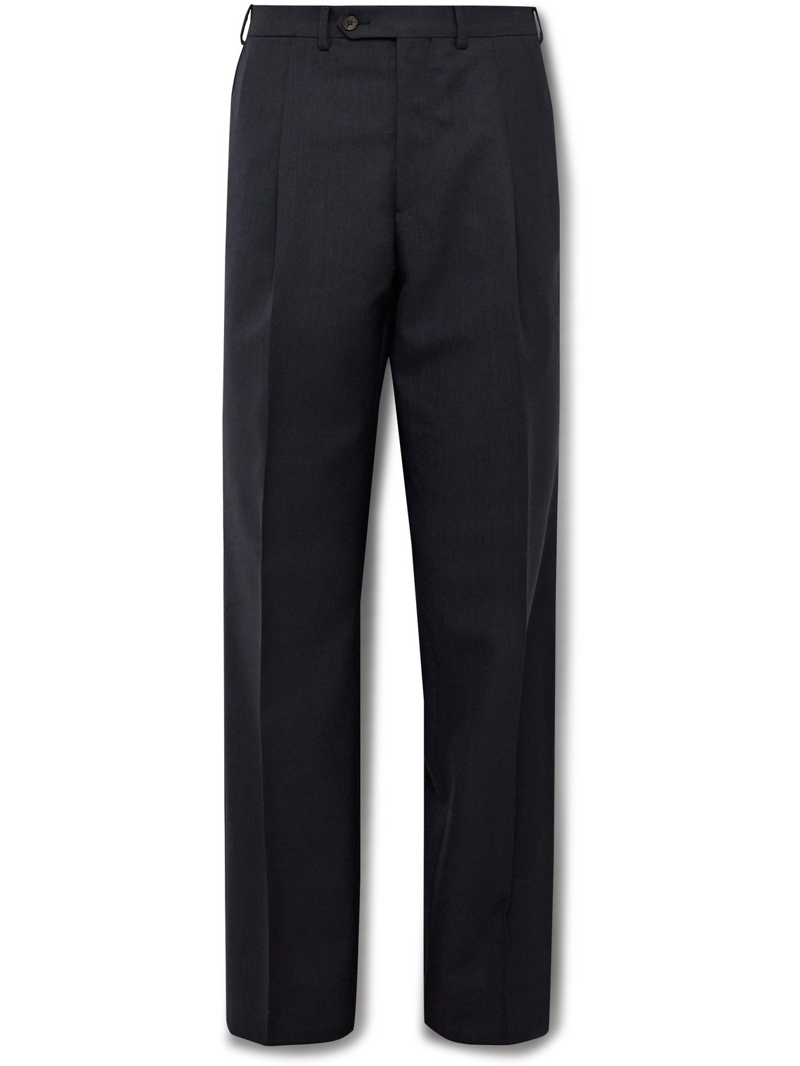 Straight-Leg Pleated Wool Suit Trousers