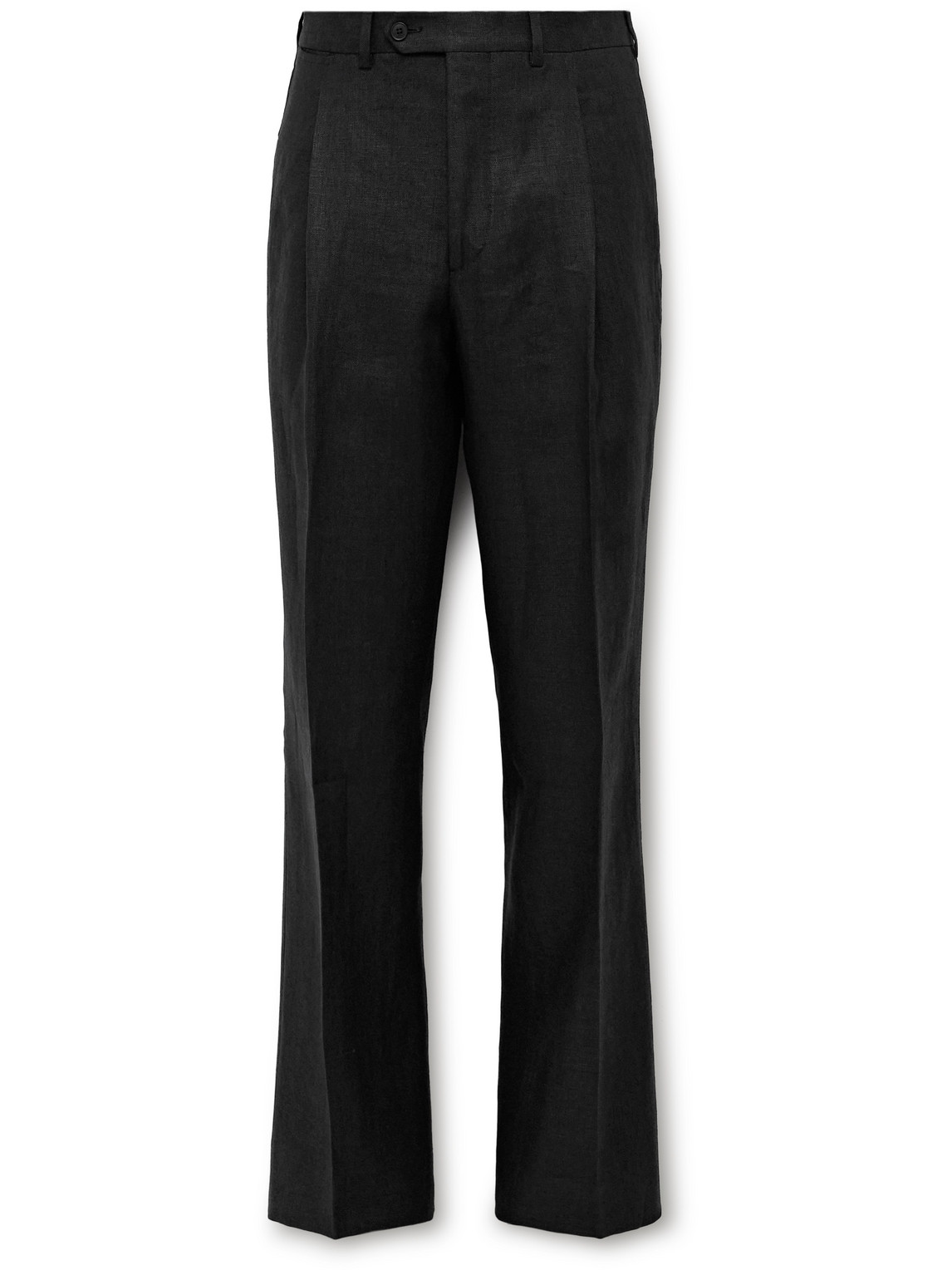 Saman Amel - Straight-Leg Pleated Linen Suit Trousers - Men - Black - IT 54